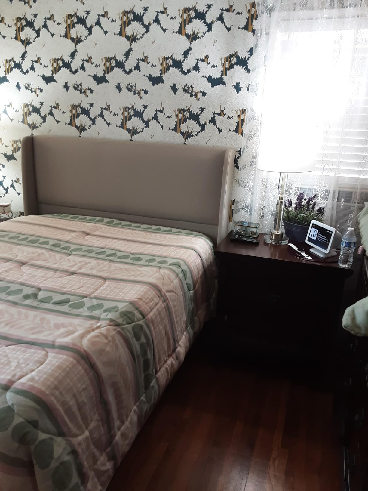 Jocisland Queen Bed Frame Linen Upholstered Wingback Headboard, Brown customer photo 1