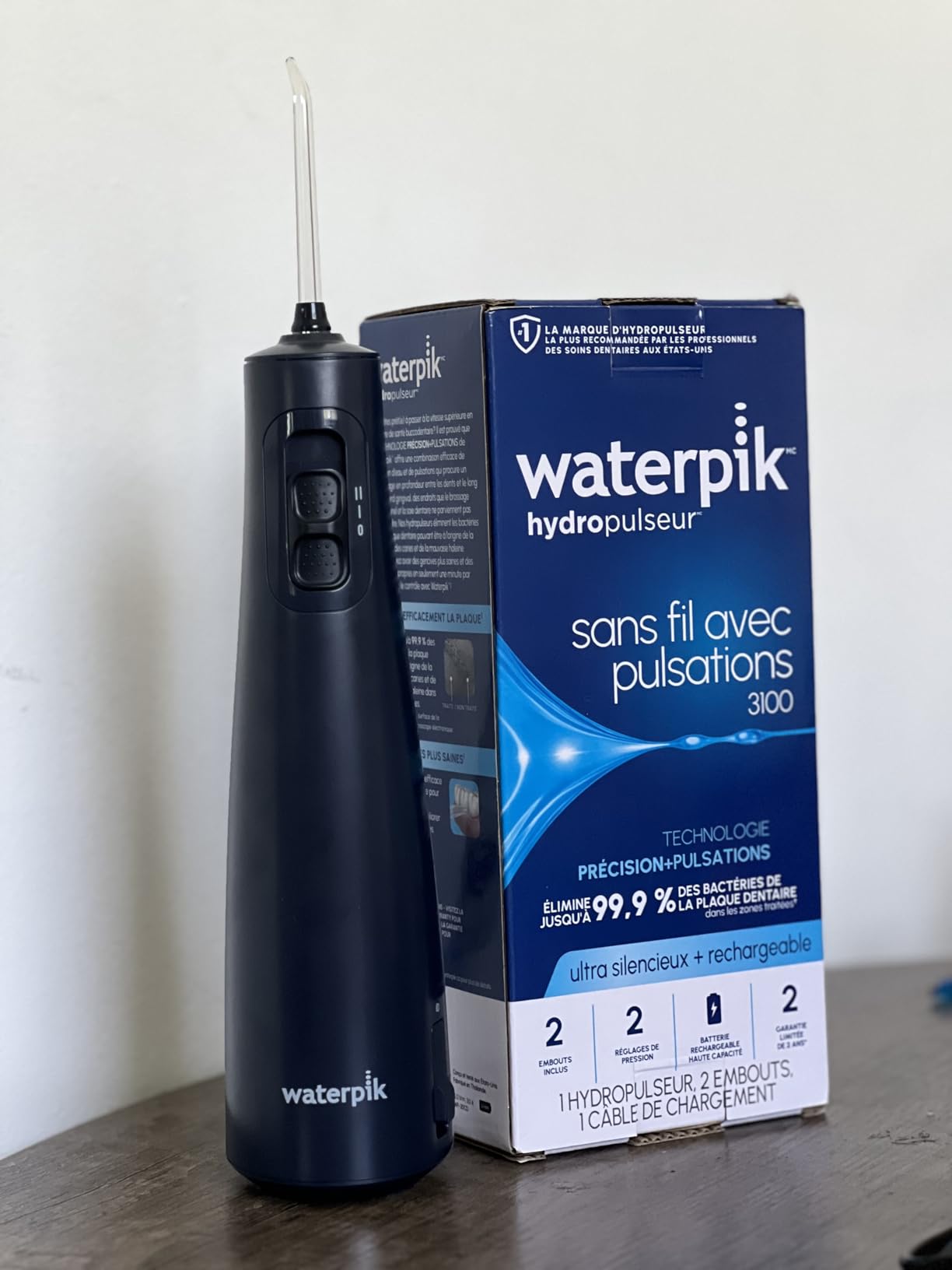 Waterpik Cordless Pulse 3100 Portable Water Flosser, Rechargeable, White | 2 Settings, 1 Precision Tip & 1 Tongue Cleaner Tip for Fresh Breath, Travel, Shower Use, ADA Accepted, WF-20 Amazon Exclusive customer photo 1