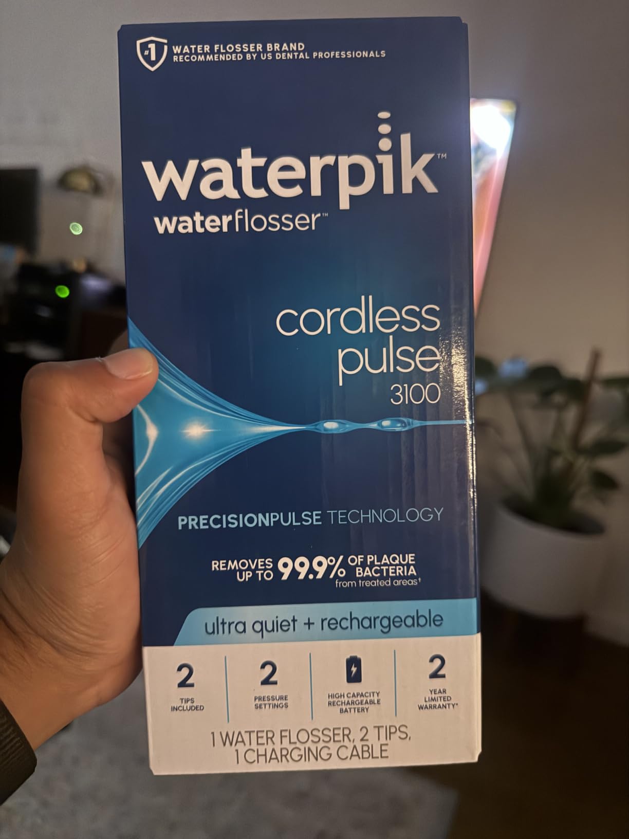 Waterpik Cordless Pulse 3100 Portable Water Flosser, Rechargeable, White | 2 Settings, 1 Precision Tip & 1 Tongue Cleaner Tip for Fresh Breath, Travel, Shower Use, ADA Accepted, WF-20 Amazon Exclusive customer photo 2