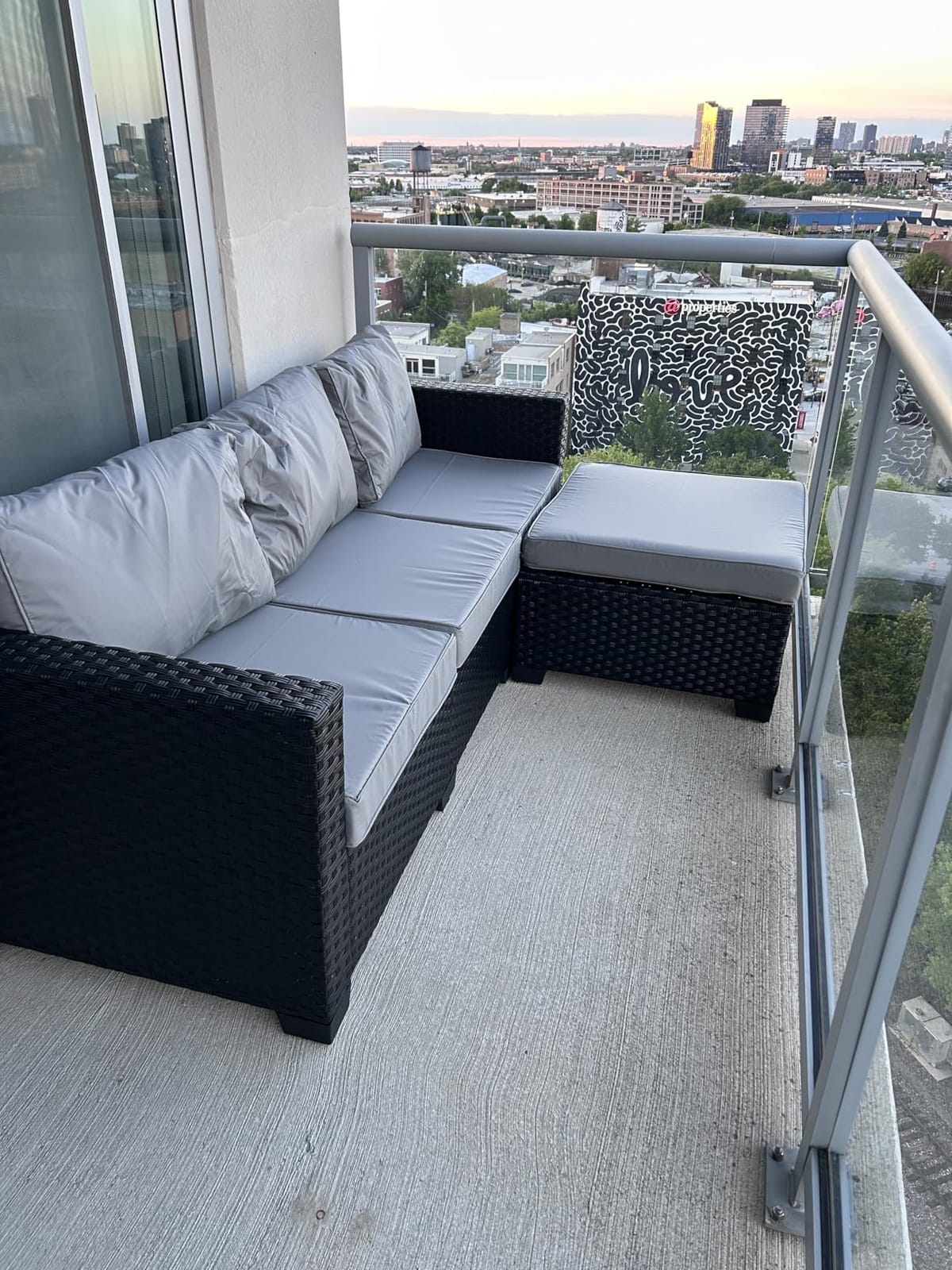 Rattaner 3 Pieces Patio Furniture Set Outdoor Sectional Wicker Patio Furniture Patio Couch with Ottoman and Outdoor Storage Table All-Weather Anti-Slip Cushions Waterproof Covers, Light Grey customer photo 2