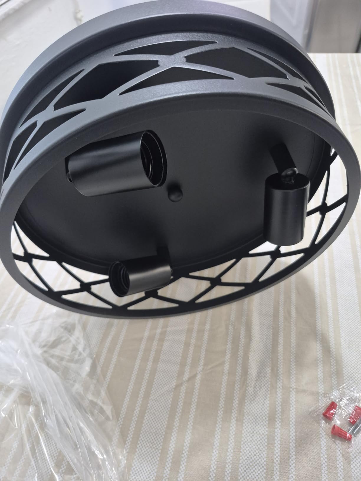 SKEJAO Flush Mount Ceiling Light Fixture,3-Light Ceiling Light Fixture,Black Hallway Light Fixtures Ceiling,Light Fixtures Ceiling Mount for Kitchen,Farmhouse,Hall,Bedroom,Bathroom (1 Pack) customer photo 2