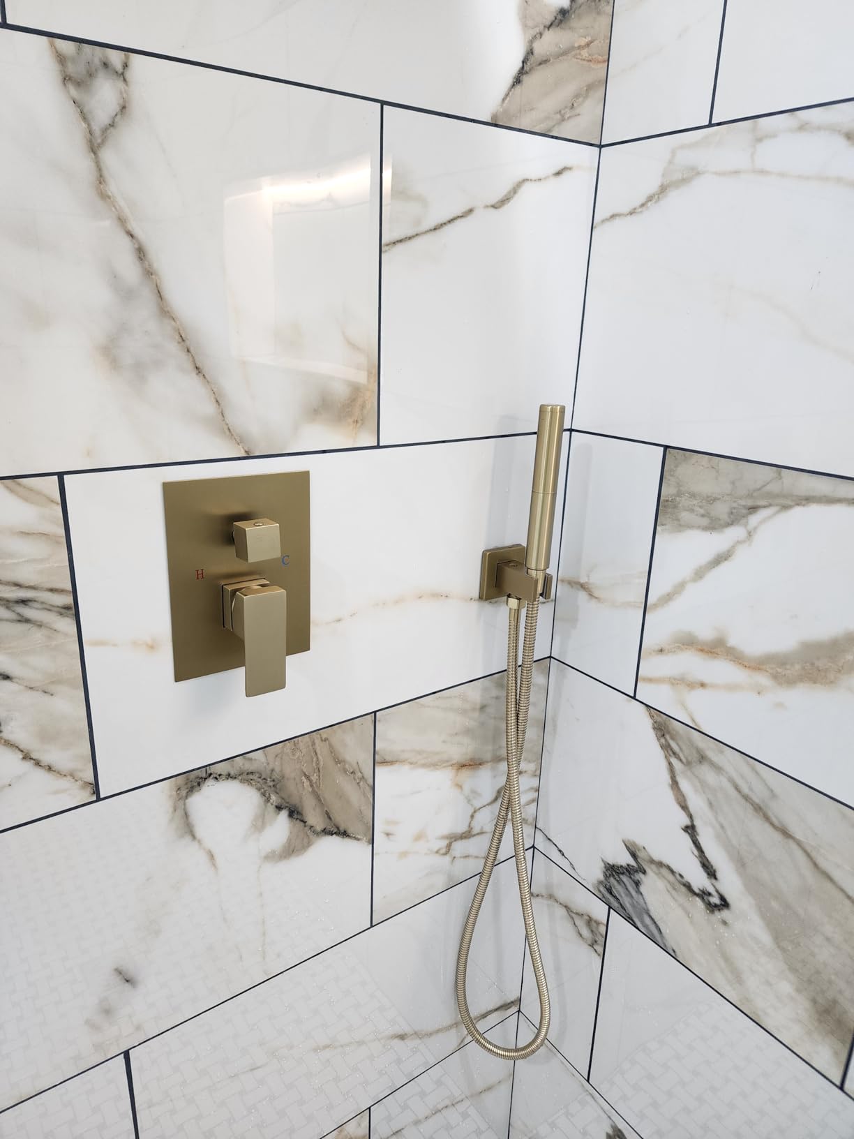 Aolemi Shower System with Rain Head and Handheld,12-Inch,Brushed Gold customer photo 2
