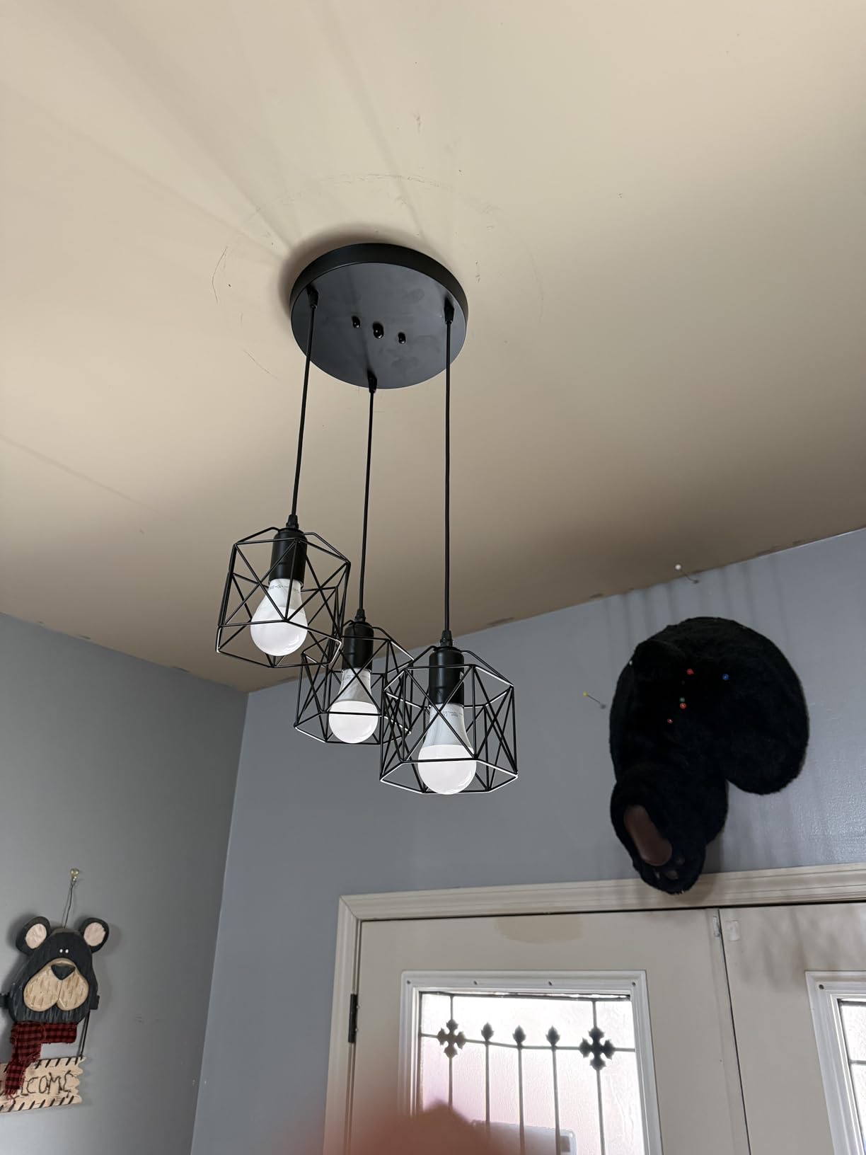 Phaosio 3-Light Black Pendant Lights, Farmhouse Hanging Light Fixture, E26 customer photo 1