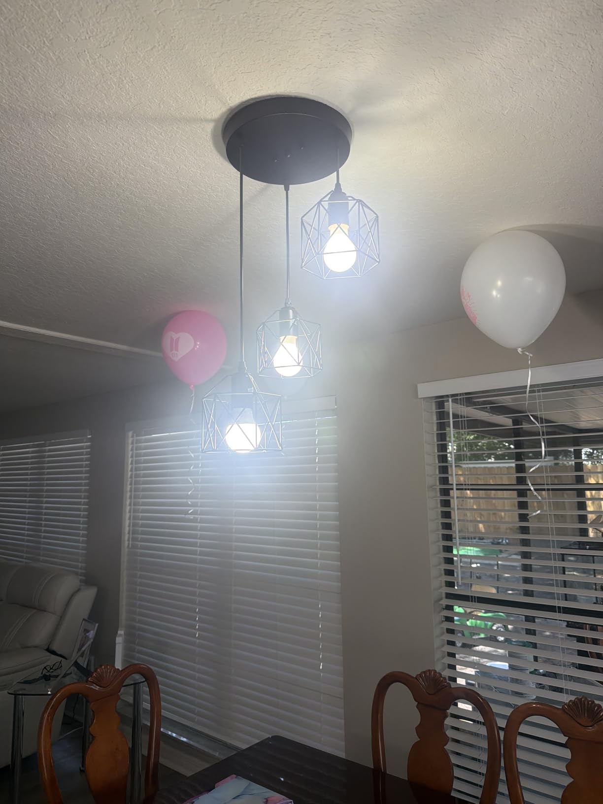 Phaosio 3-Light Black Pendant Lights, Farmhouse Hanging Light Fixture, E26 customer photo 2