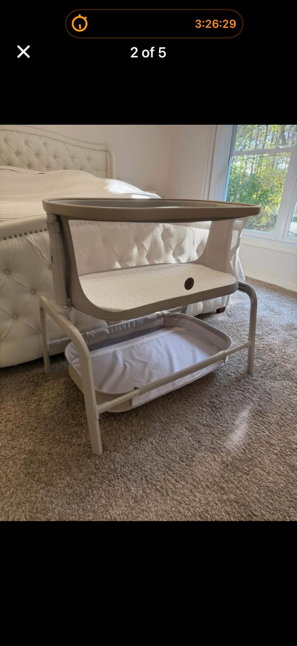 Maxi-Cosi Iora Baby Bassinets Bedside Sleeper, Portable Bassinet, Infant Bedside Sleeper Crib, Height Adjustable, Breathable Mesh, Large Storage Basket, Classic Oat customer photo 1