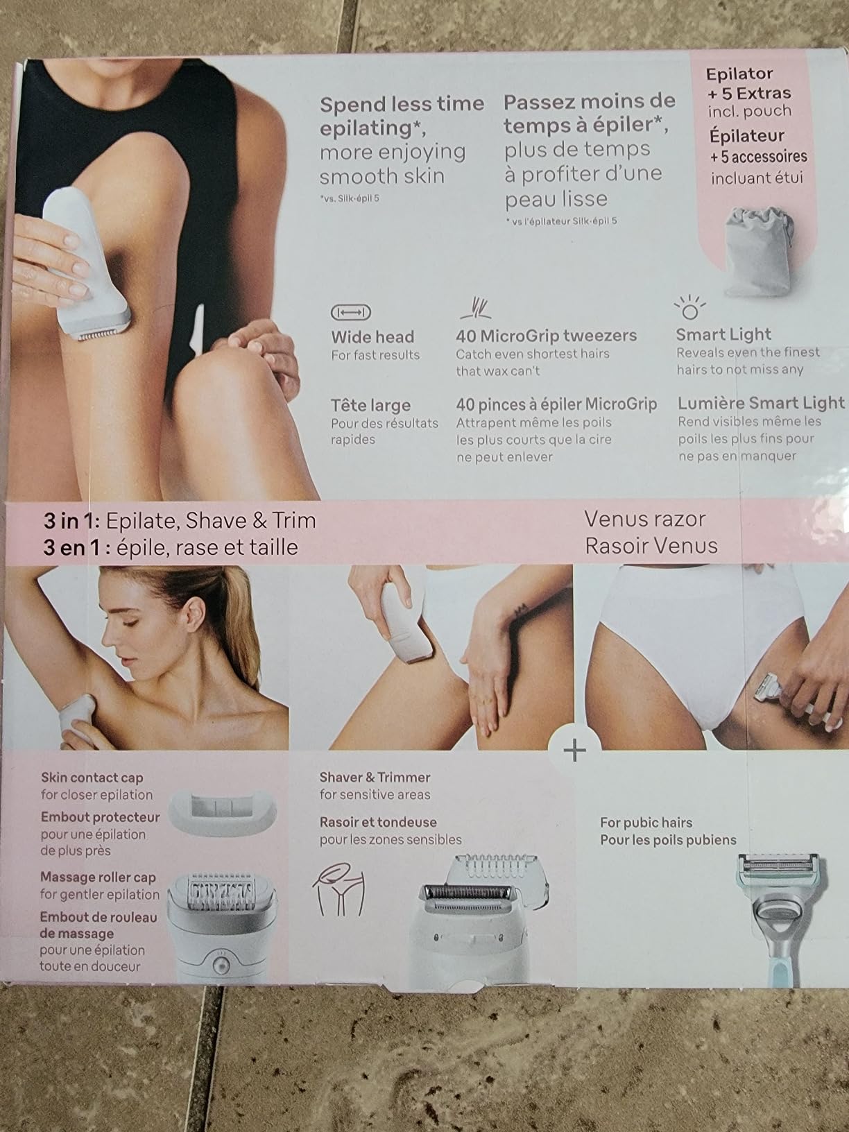 Braun Silk-épil 7 Epilator, Wet and Dry, Wide Head, Includes Venus Intimate Razor, Shaver Head and Trimmer Comb, SE7-141 customer photo 1