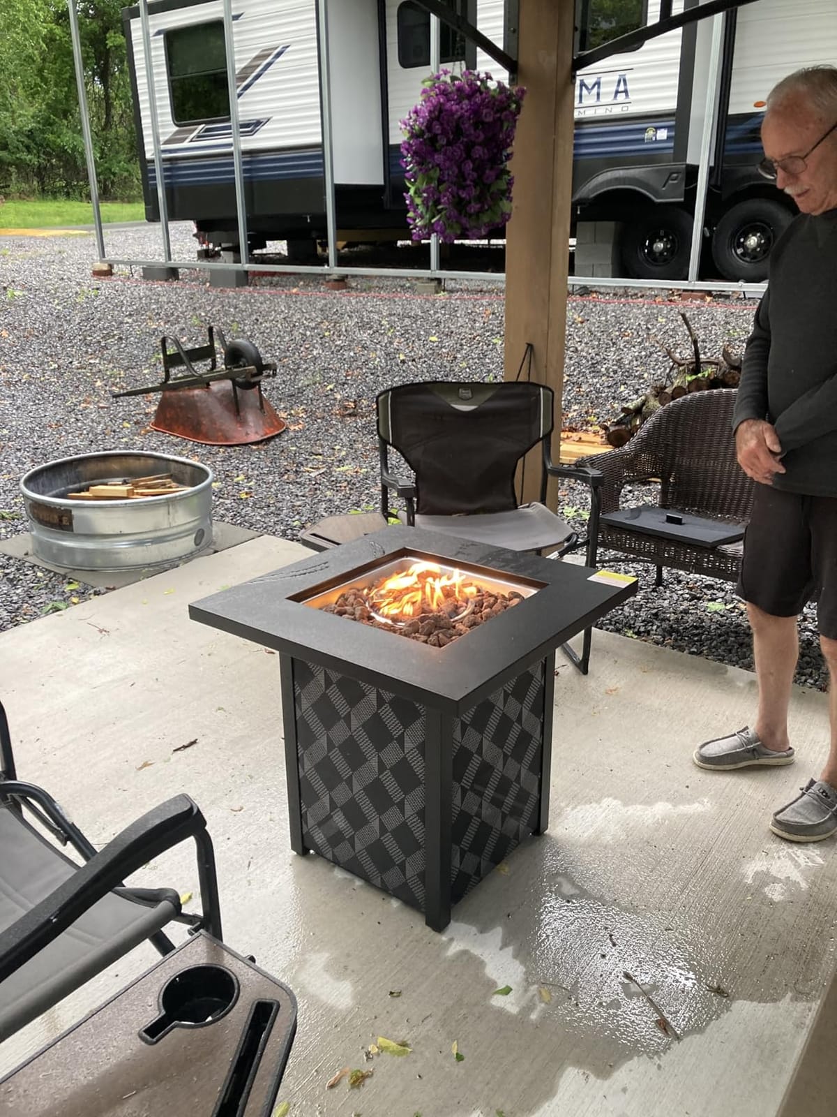 Ciays 28Inch Propane Fire Pit Table, 50,000 BTU Outdoor Gas Fire Pit Table CSA-Certified for Outside Patio with Removable Lid and Lava Rocks, Add Warmth and Ambience to Parties, Backyard, Garden customer photo 1