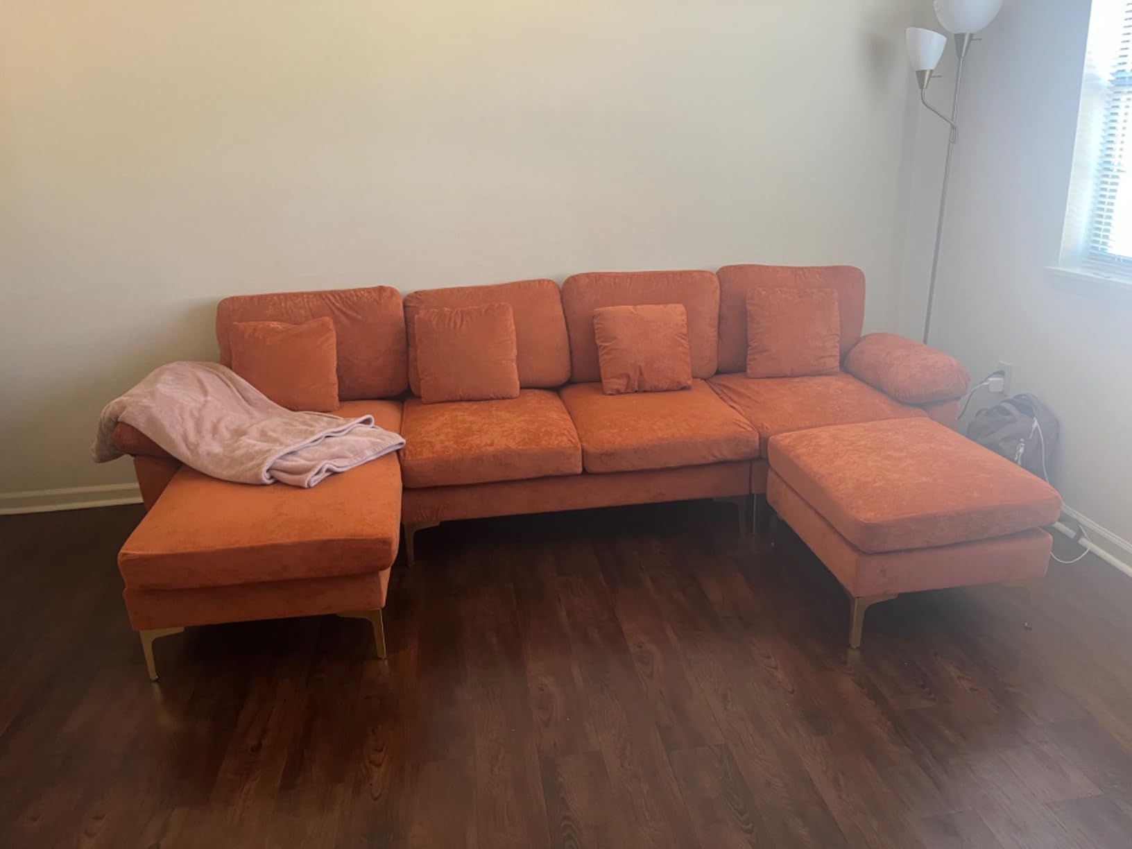 OUYESSIR U-Shaped Sectional Sofa Couch, 4 Seat Sofa Set for Living Room, Convertible L-Shaped Velvet Couch Set with Chaise Lounge, Ottoman and Pillows,114 inches (Emerald Green) customer photo 1
