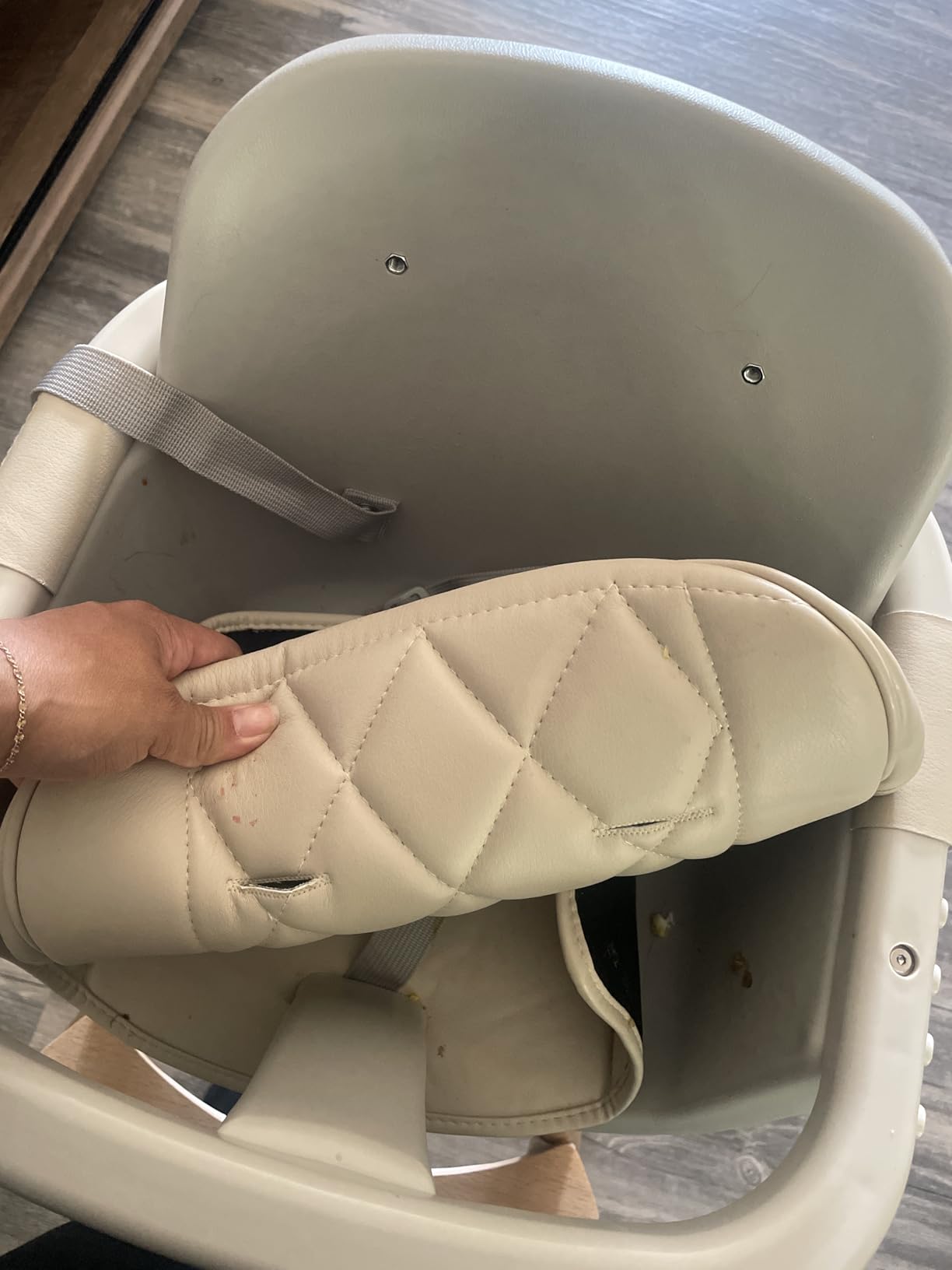 Mallify 3-in-1 Wooden High Chair, Convertible High Chairs for Babies and Toddlers, Baby Highchair with Adjustable Legs & Dishwasher-Safe Tray, Sleek Hardwood & Premium PU Cushion, Beige customer photo 2