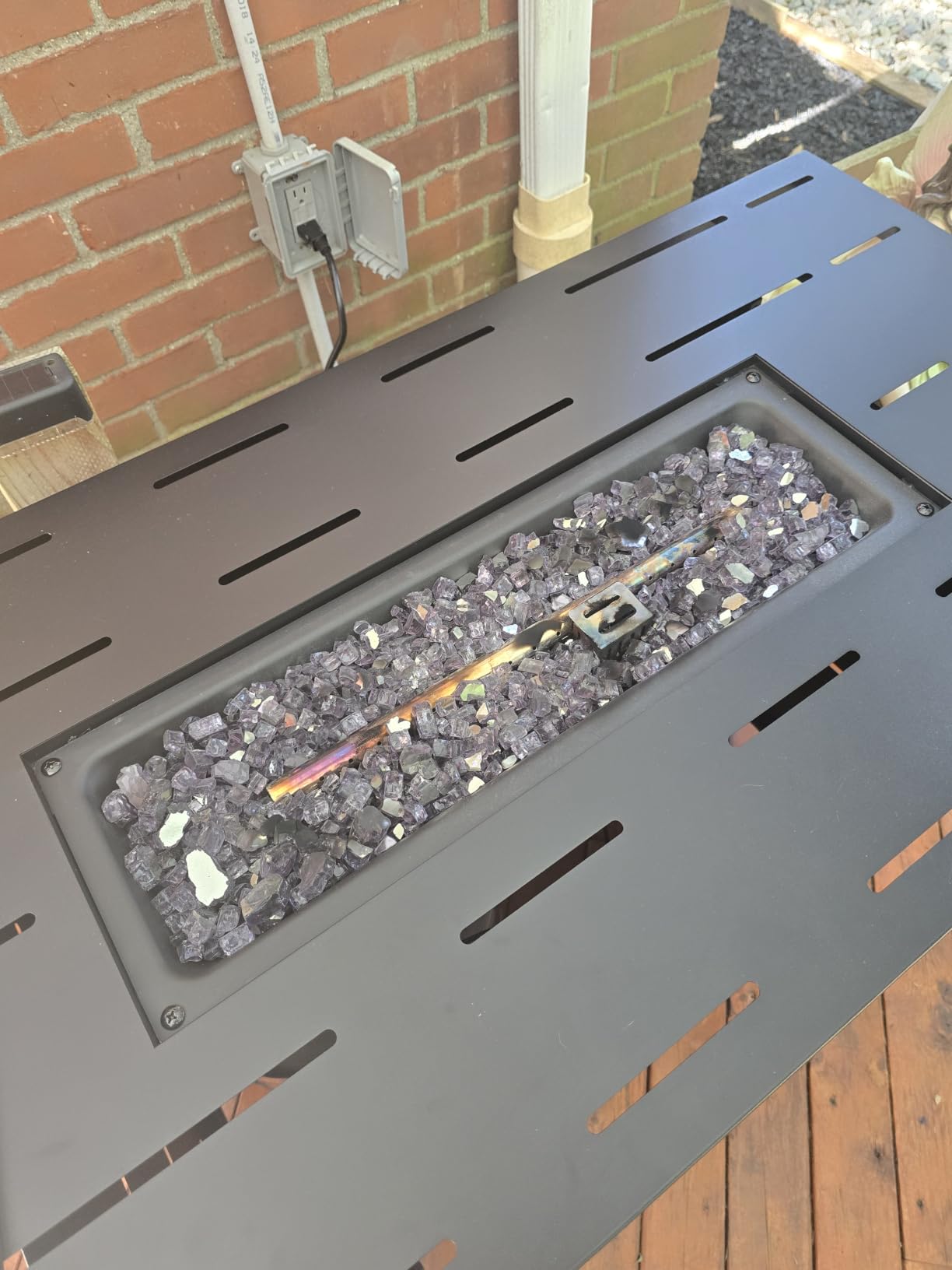 45 Inch Propane Fire Pit Table, 50,000 BTU Outdoor Gas Fire Pit for Patio & Backyard, Rectangular Firepit Table with Lava Rocks, 2-in-1 Convertible Outdoor Table customer photo 2