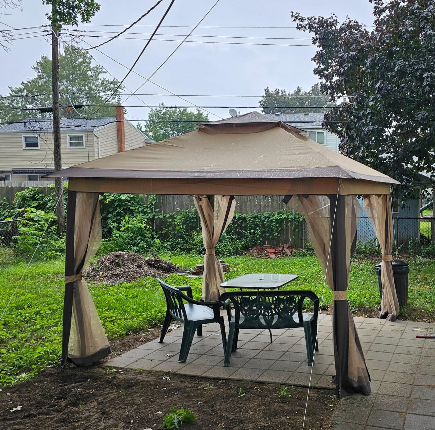 Yaheetech 11x11 Pop Up Gazebo Double-Tier Canopy Tent w/Mesh Netting, Gray customer photo 2