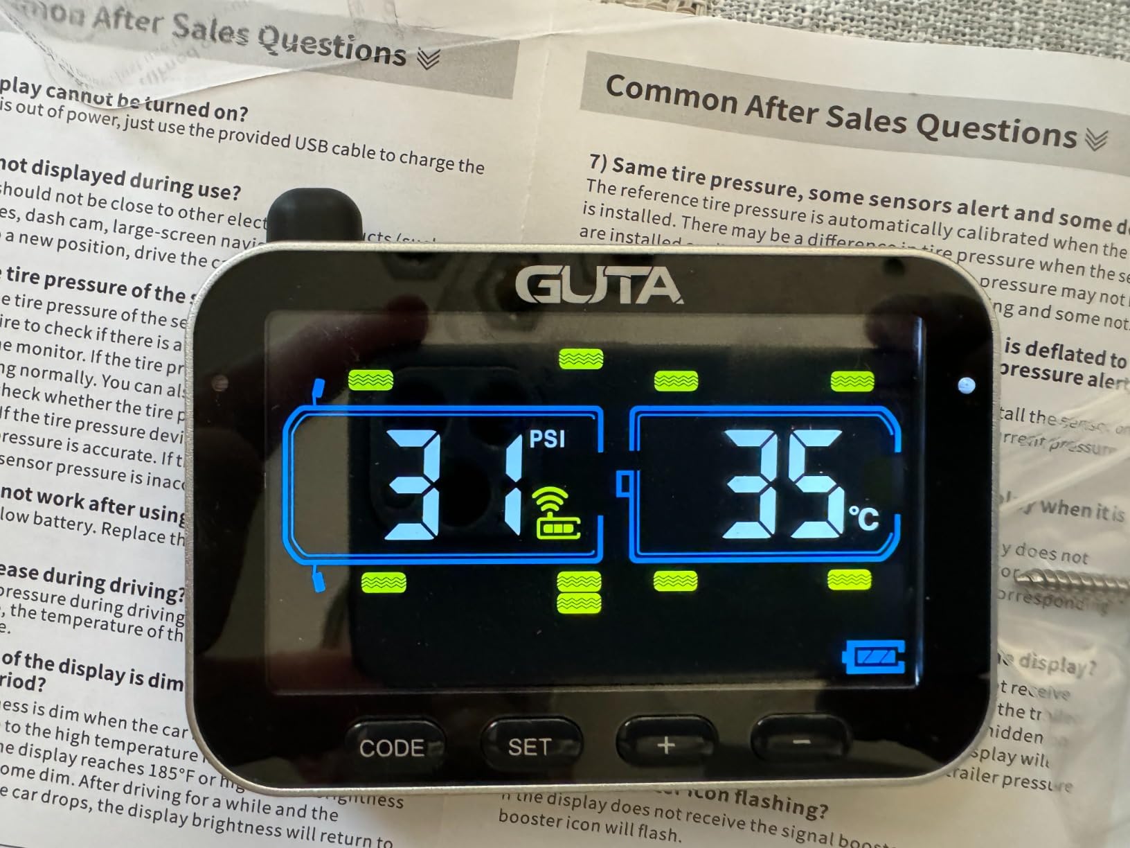GUTA GT20 Trailer Tire Pressure Monitoring System, TPMS with 4 Sensors customer photo 2
