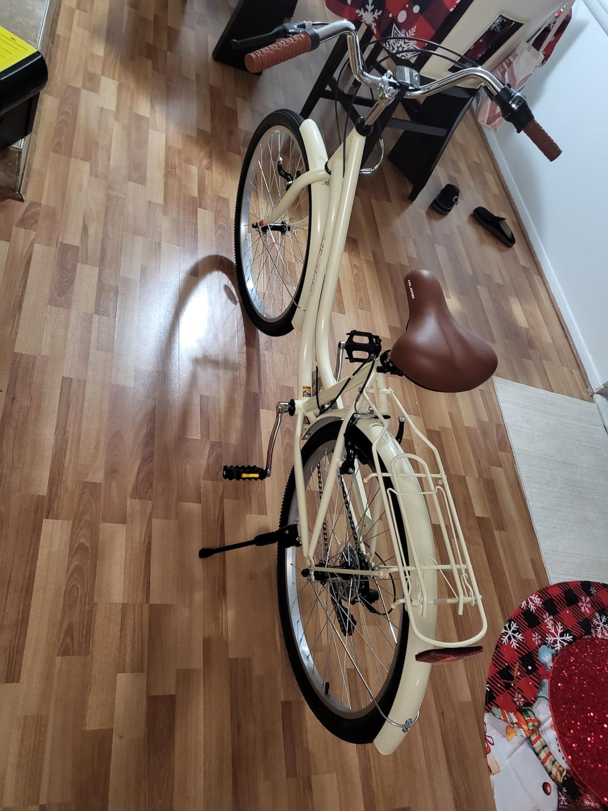 HILAND 26 inch Beach Cruiser Bike for Men and Women, 7 Speed Step-Through Frame Adult Bicycle with Rear Rack, Retro Bike Commuter City Bicycle customer photo 2