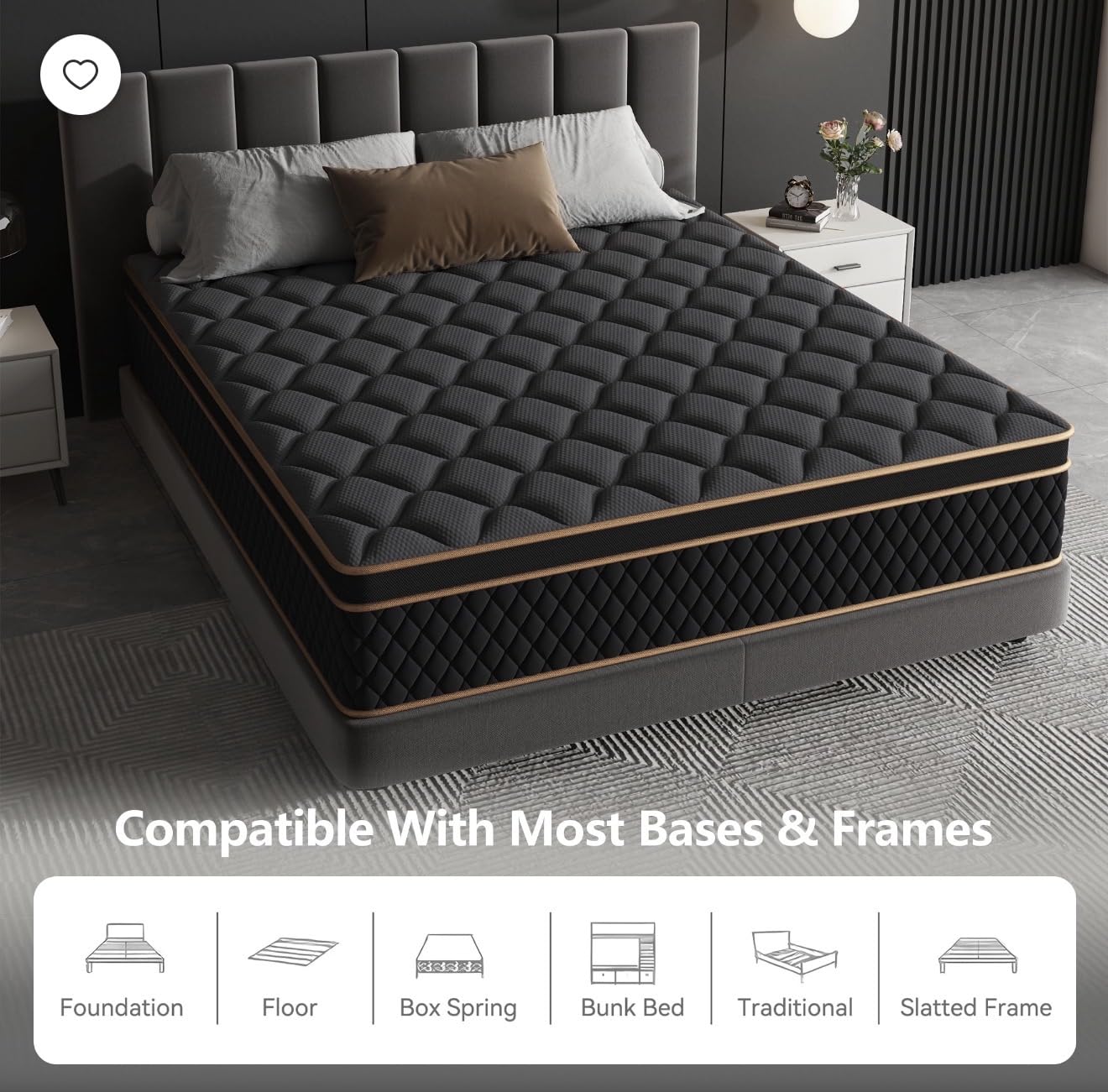 Yaheetech Queen Bed Frame with Chevron Channel-Tufted Headboard, Beige customer photo 2