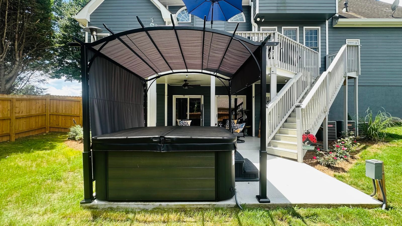 MASTERCANOPY 10x12 ft Heavy Duty Pergola with Sun Shade Canopy, Dark Grey customer photo 2