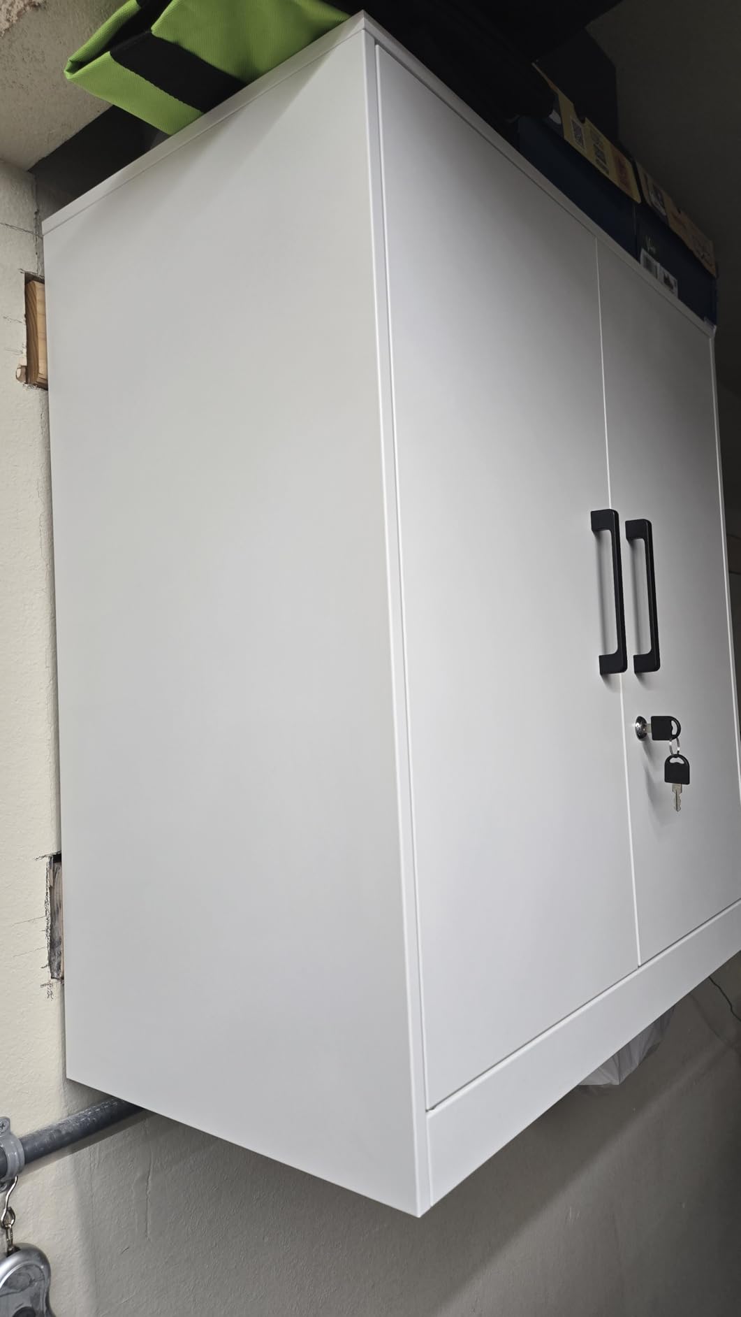 IRONFFICE Metal Wall Cabinet,Garage Cabinet with Handle,Lockable Storage Cabinets Wall Mounted with 2 Doors,Locking Cabinet with Shelves for Basement,Office,Living Home,Black customer photo 2