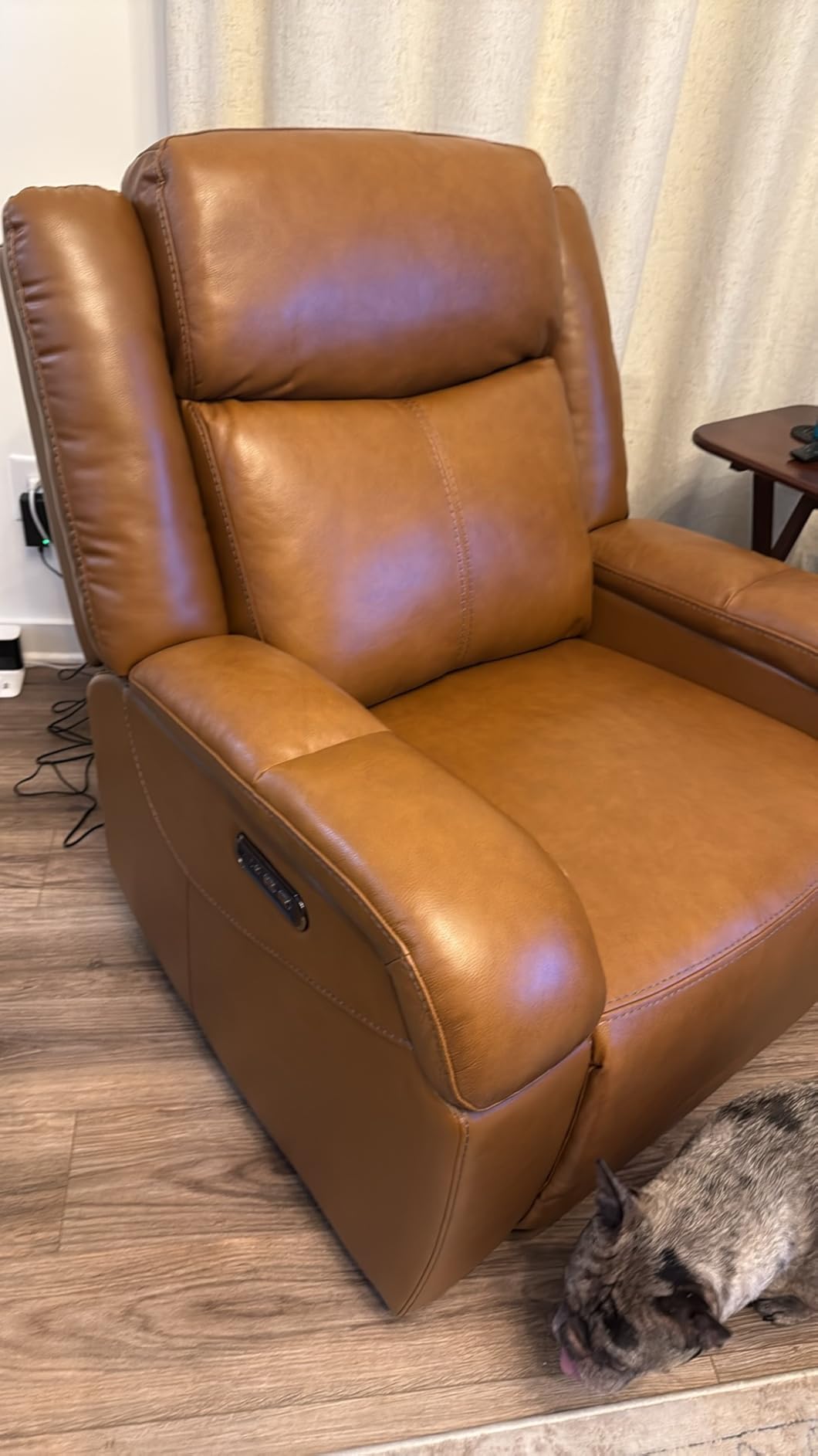 Watson & Whitely Genuine Leather Wall Hugger Power Recliner, Saddle Brown customer photo 1