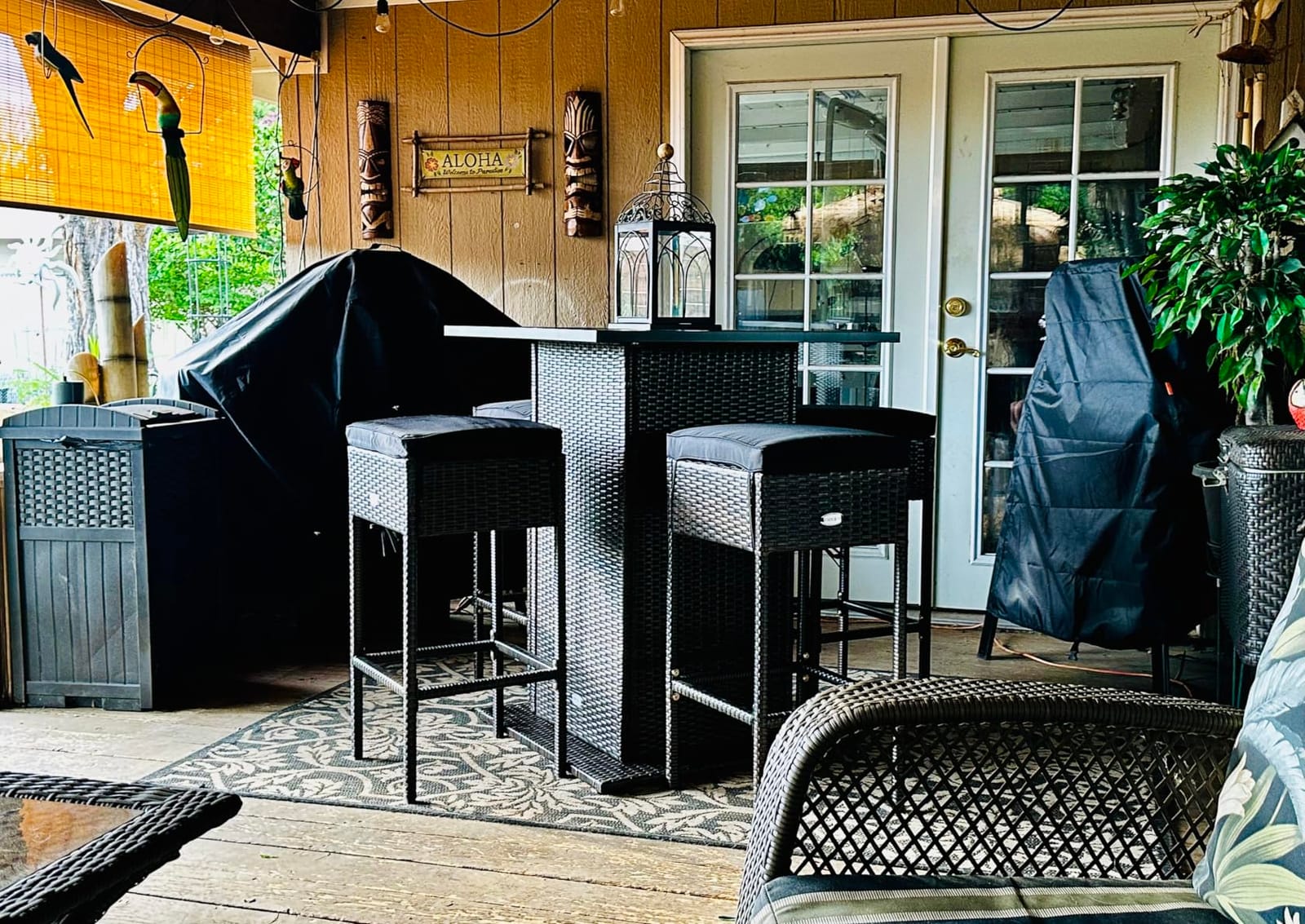 RELAX4LIFE 5-Pcs Outdoor Bar Set, Wicker Bar Height Outdoor Table & Chairs customer photo 1