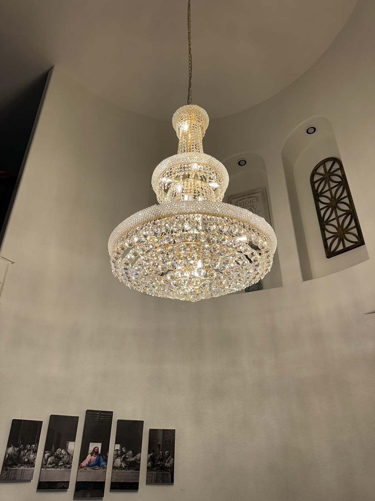 19-Lights High Ceiling Chandelier Modern Gold Crystal Chandeliers Large Foyer Chandelier Fixtures for Staircase Living Room Hallway Entryway (H47 x W31.5) customer photo 2