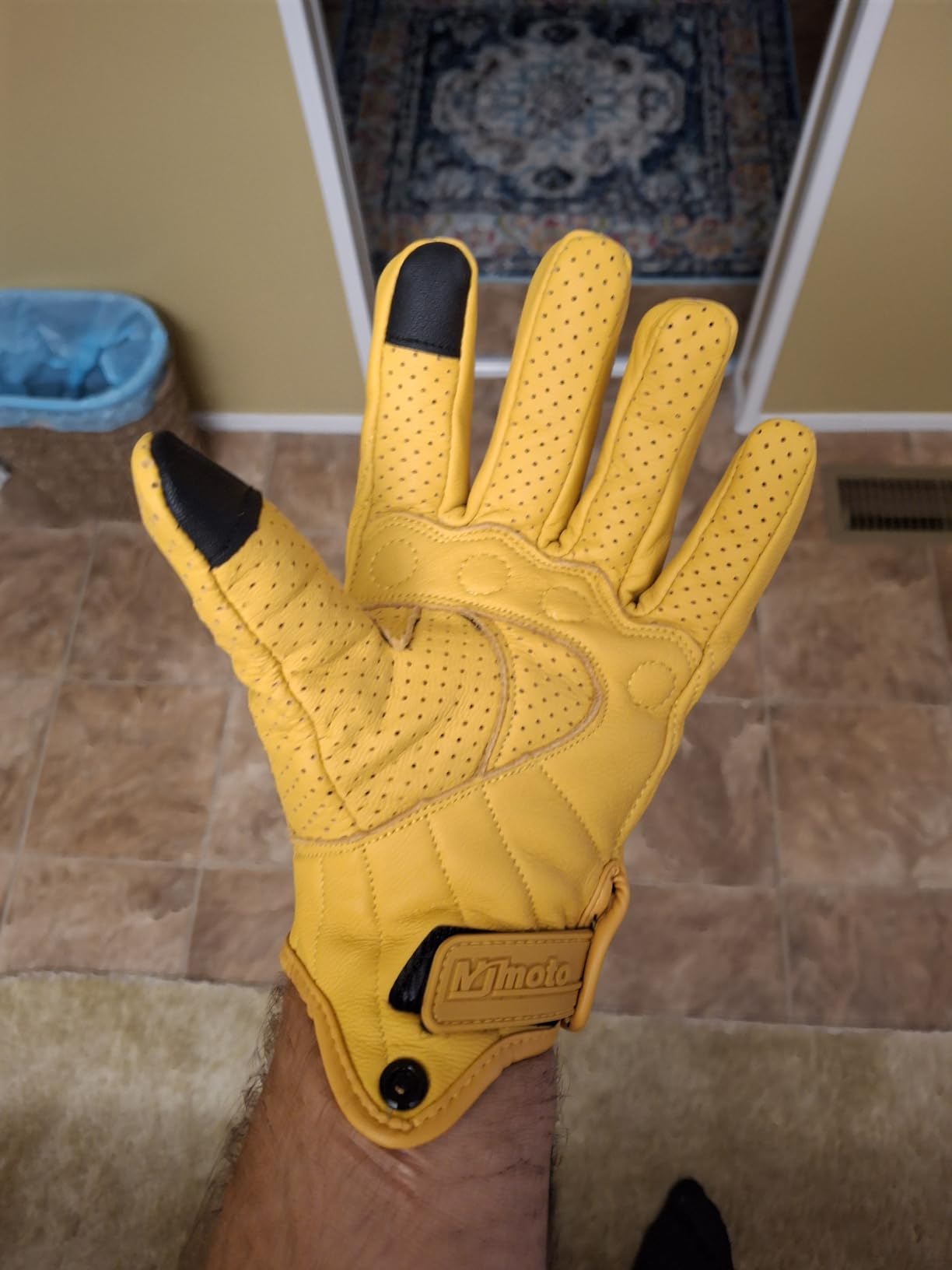 Classic Goat Leather Motorcycle Gloves, Touchscreen Breathable Summer Riding Gear for Men and Women customer photo 2