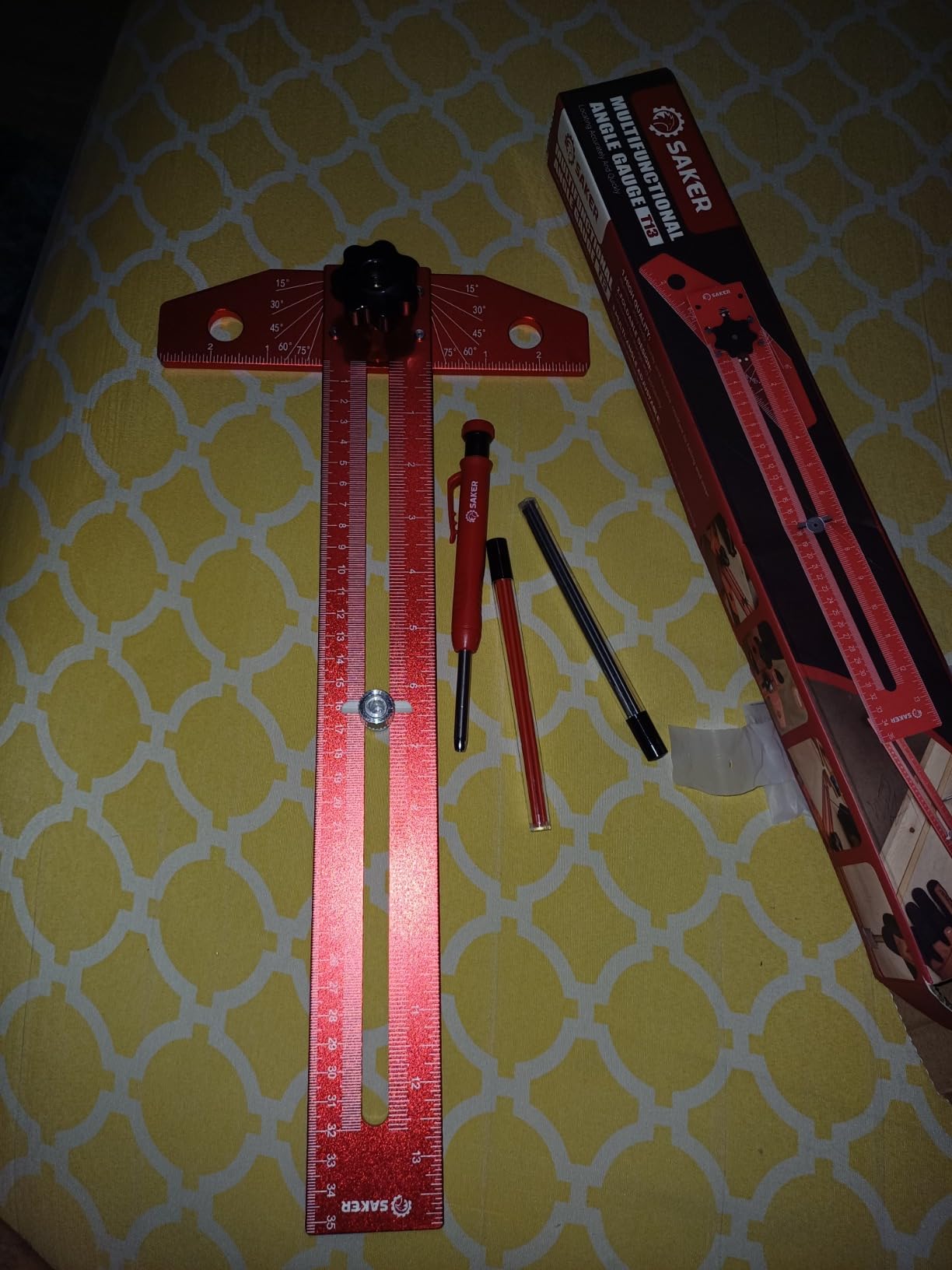 Saker Woodworking Scriber Marking Line Ruler,Aluminum Alloy T-Square customer photo 2