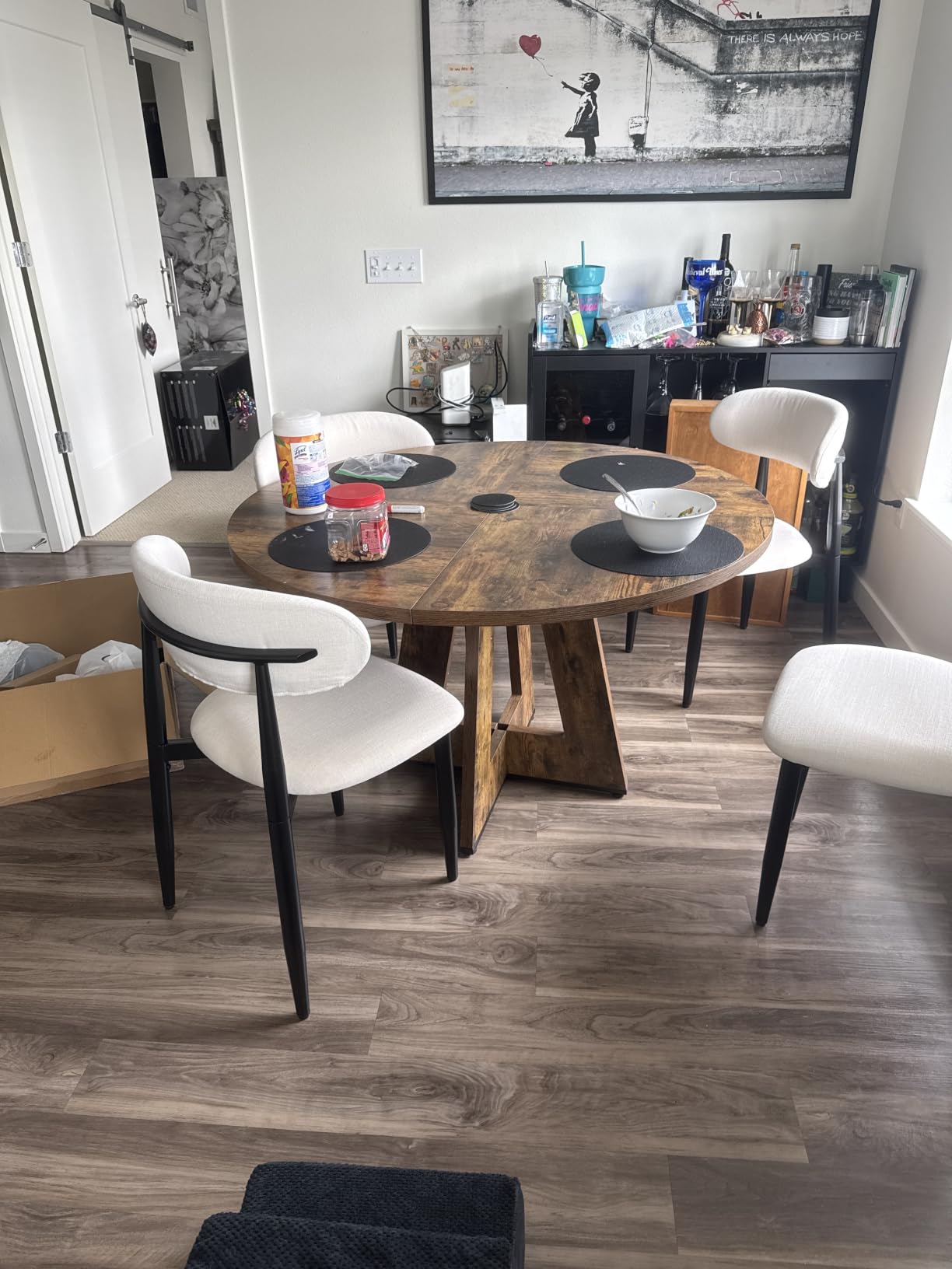 LITTLE TREE Round Dining Table for 4-6 People, 47 Inches Dining Room Table with Wooden Pedestal Base, Brown Dinner Tables, Circle Kitchen Tables for Kitchen, Living Room(Table Only) customer photo 2