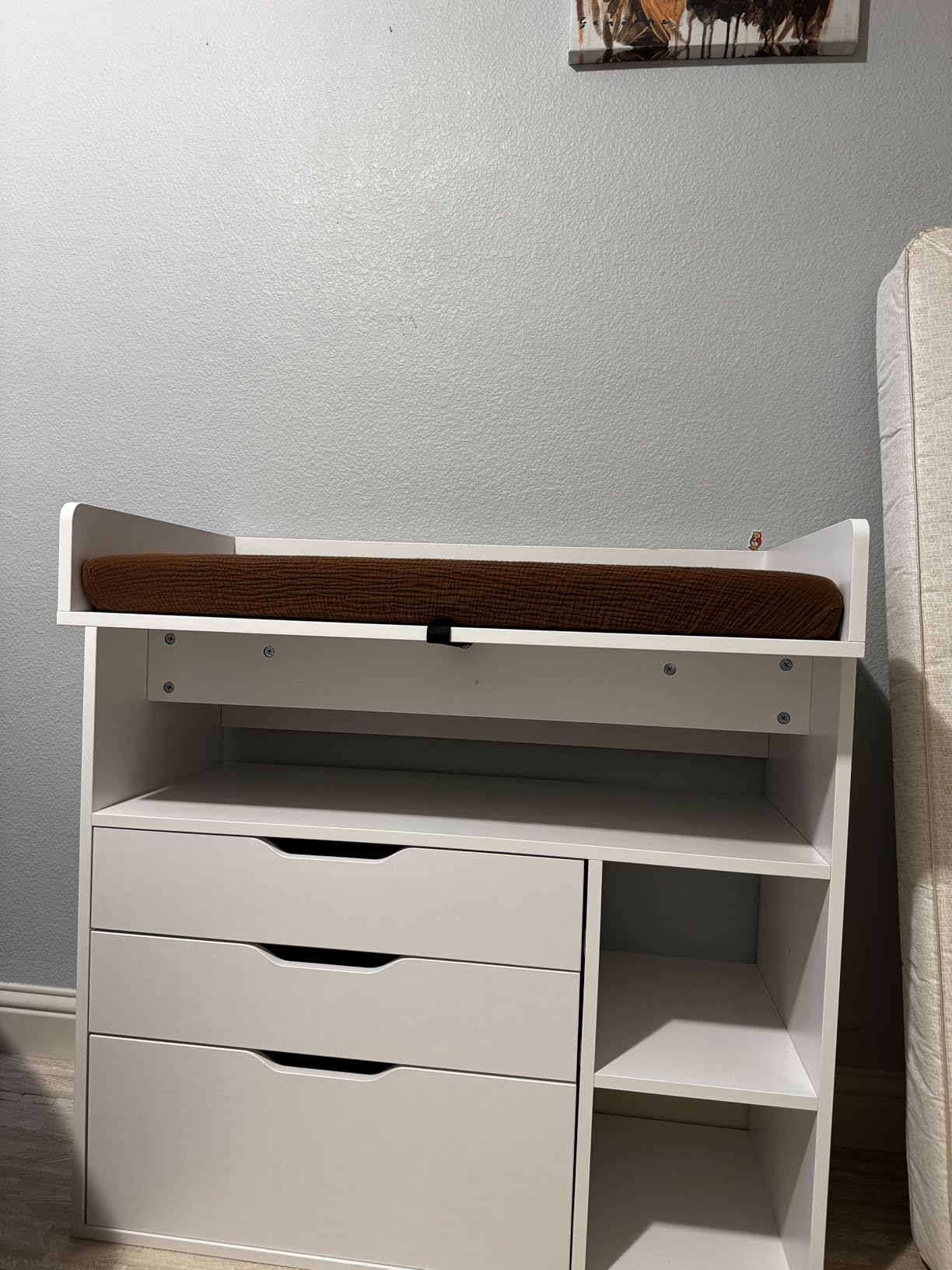 Pipleo Baby Changing Table Dresser with 3 Drawers and 3 Storage Shelves, Can be Used as a Baby Dresser with Changing Table Top, a Baby Changing Station, a Wood Diaper Changing Station (White) customer photo 2