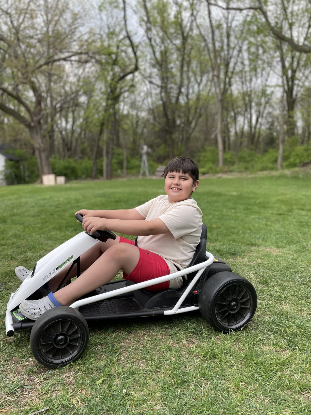 Aosom 24V Electric Go Kart Kids Drift Kart Dual Motors for Ages 8-12 Blue customer photo 2