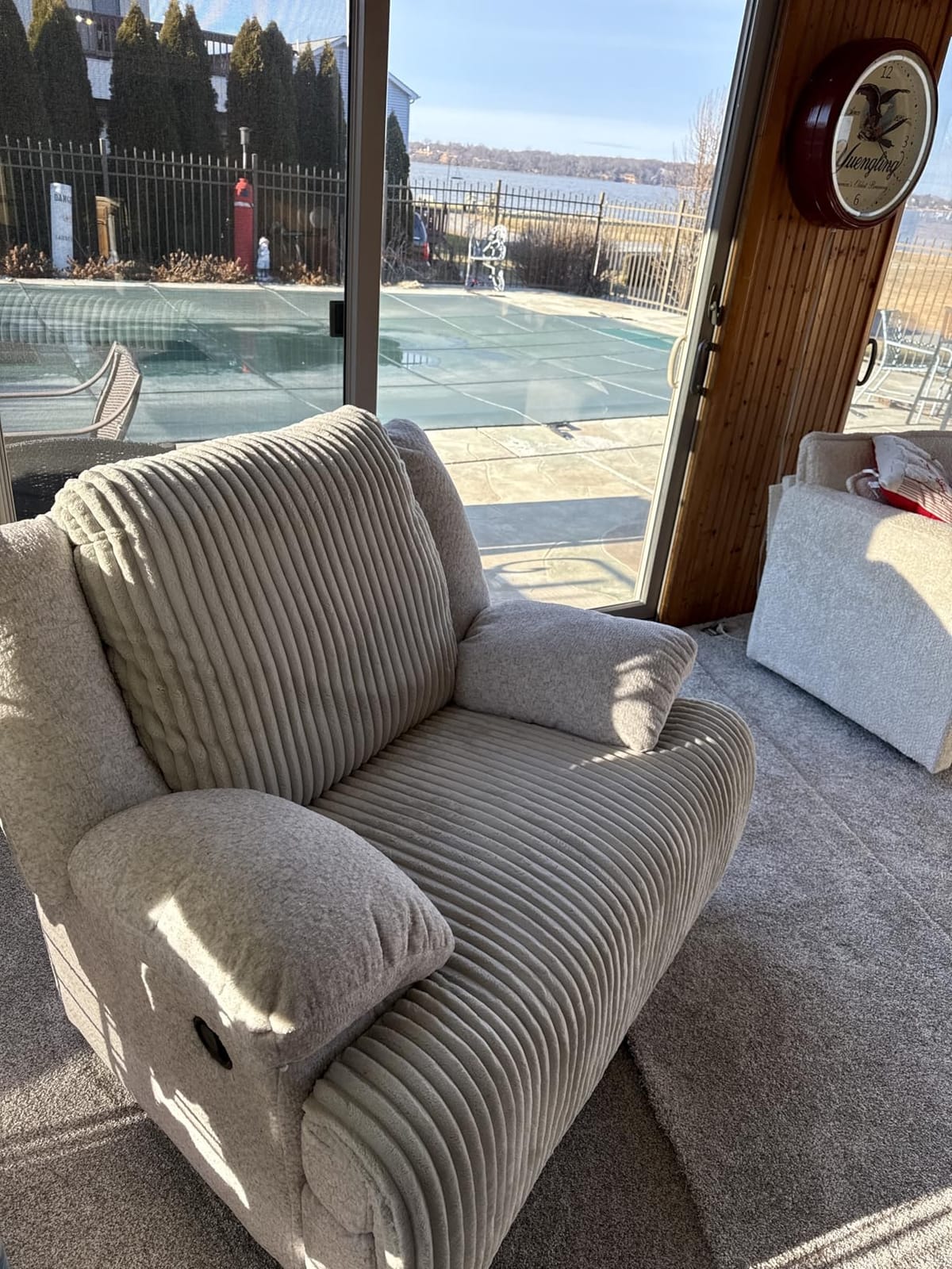 Signature Design by Ashley Top Tier Rocker Recliner Chair, Oversized Wide Seat, Cozy Corduroy Velvet Polyester Upholstery, Manual Pull Tab Lounge Chair for Living Room, No Assembly Required, Chocolate customer photo 1
