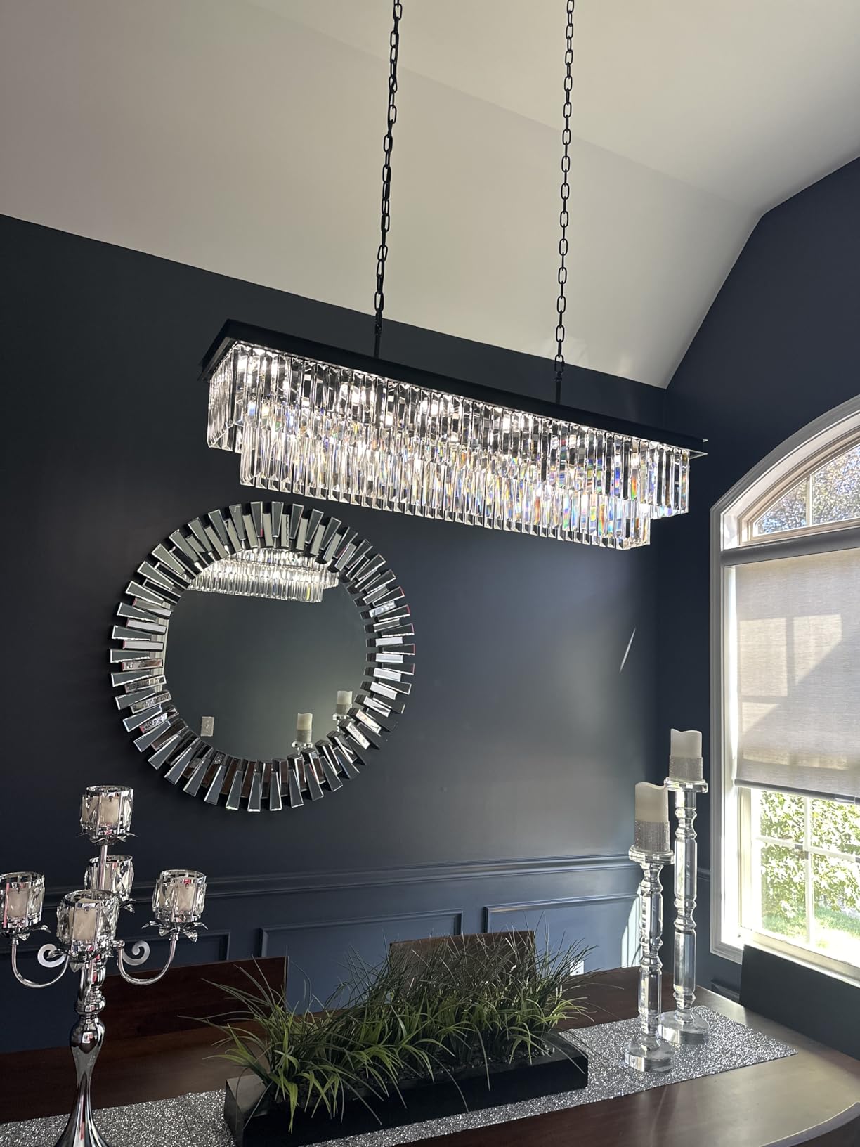 Weesalife Black Crystal Chandeliers for Dining Room，15-Lights L40 Inch customer photo 2