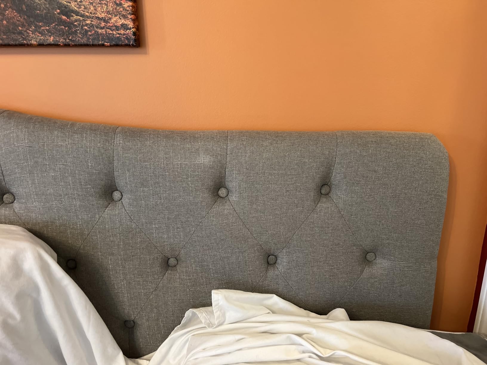 Rosevera Givanna Adjustable Height Headboard with Linen Upholstery and Button Tufting for Bedroom, Queen, Beige Linen customer photo 2