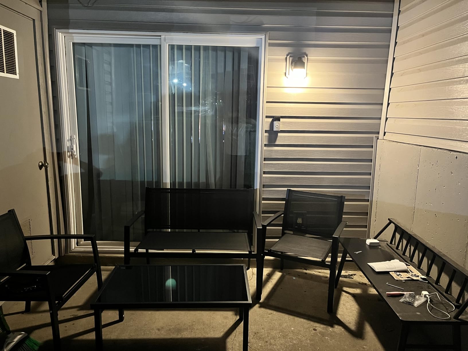 Shintenchi 4 Pieces Patio Furniture Set All Weather Textile Fabric Outdoor Conversation Set, with Glass Coffee Table, Loveseat, 2 Single Chairs for Home, Garden, Lawn, Porch(Light Brown) customer photo 1