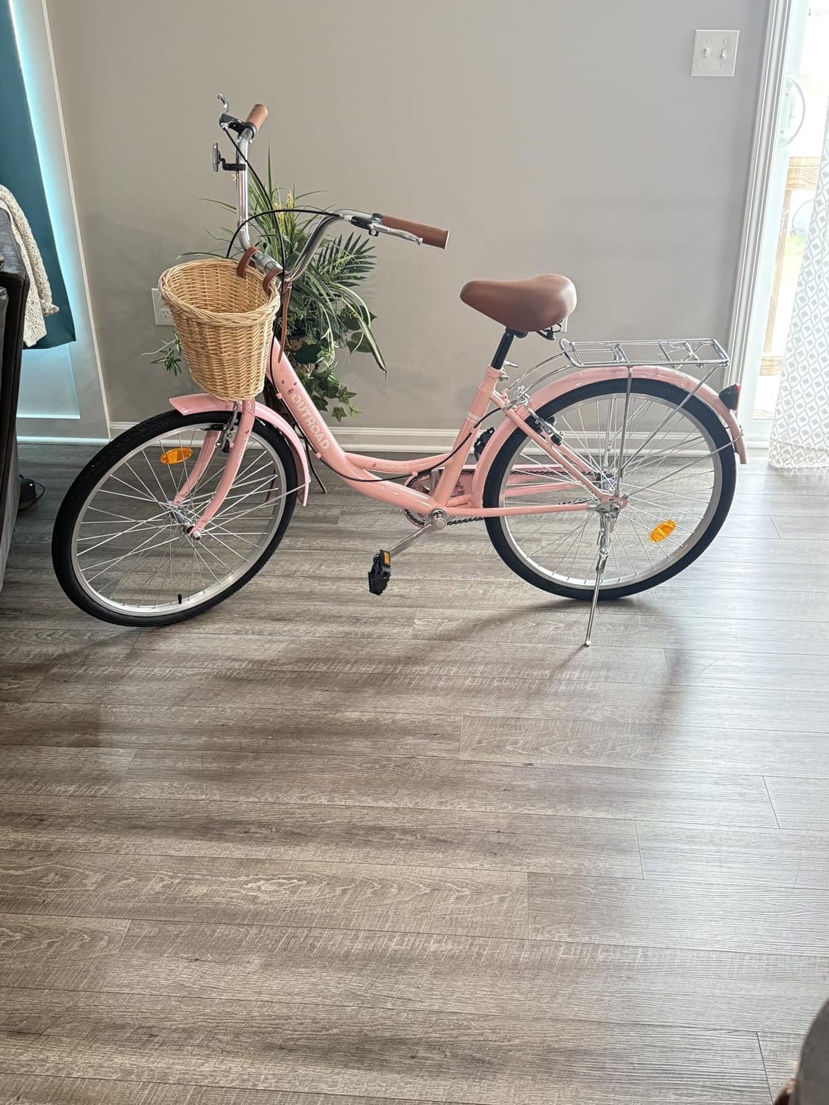 Max4out Women Bike Beach Cruiser Bike for Adult, 24 & 26 Inch Comfort Bikes with Rattan Front Basket, Womens Bicycle with Adjustable Seat and Dual V-Brake (Pink & White & Green & Purple & Black) customer photo 2