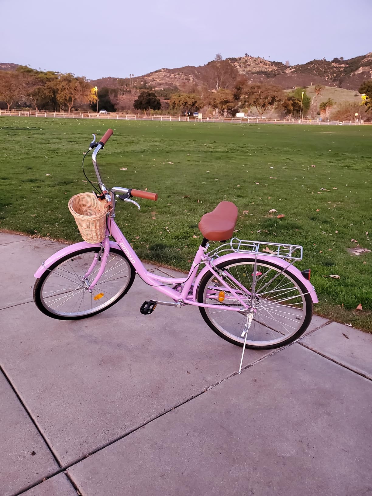 Max4out Women Bike Beach Cruiser Bike for Adult, 24 & 26 Inch Comfort Bikes with Rattan Front Basket, Womens Bicycle with Adjustable Seat and Dual V-Brake (Pink & White & Green & Purple & Black) customer photo 2