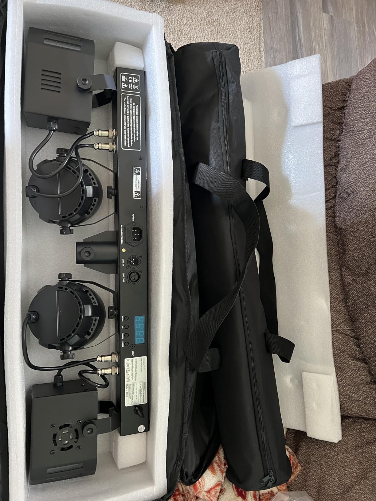 5 in 1 Dj Lights with Stand 5.9ft,Led Dj Par Light+Effect Strobe Light Disco Party Lights for Parties Indoor Sound Activated DMX Wireless Control Mobile Stage Lighting with Carry Bag (Black 1PC) customer photo 1