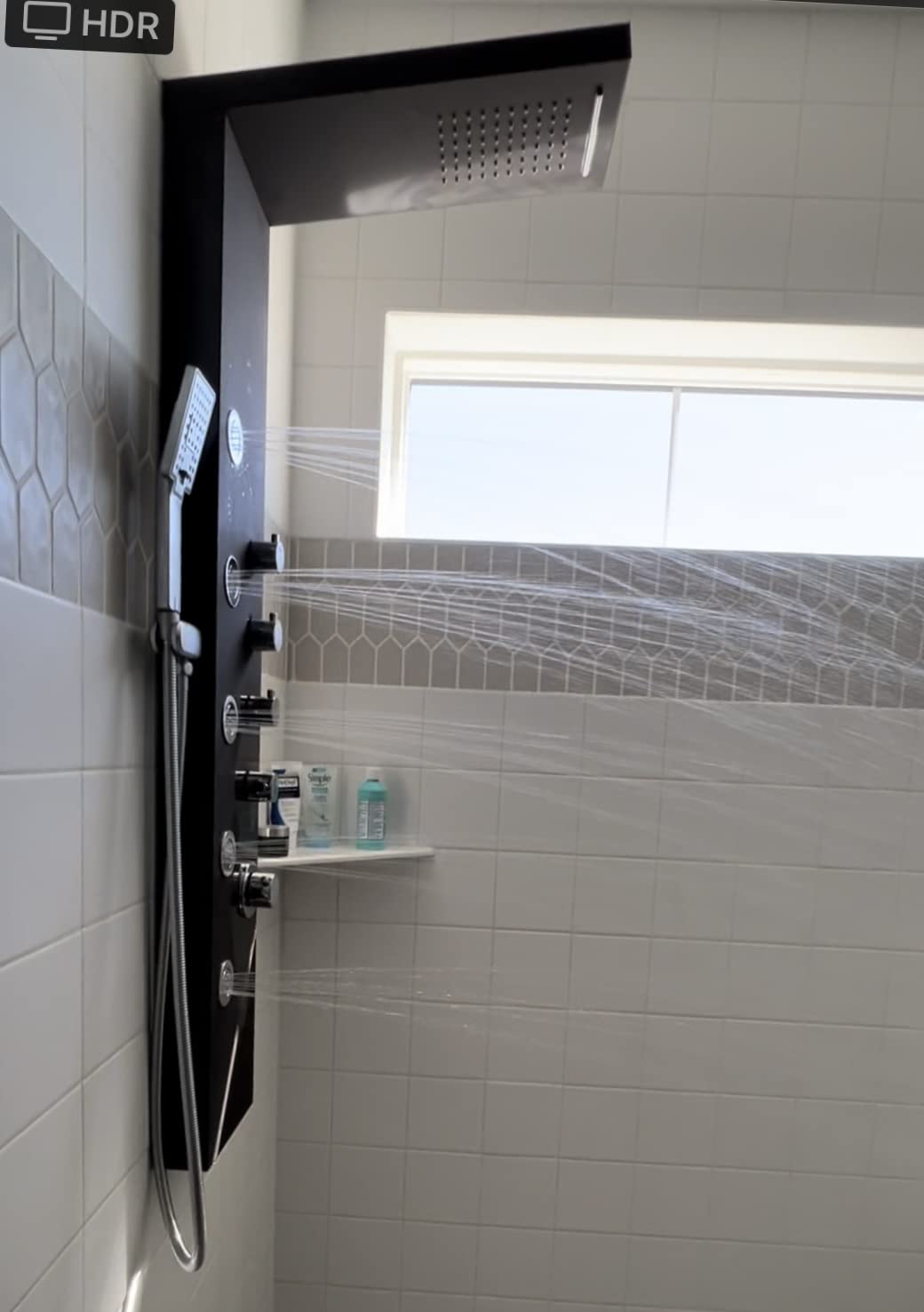 ROVATE 4-in-1 Rainfall Waterfall Shower Panel Tower System, Matte Black customer photo 1