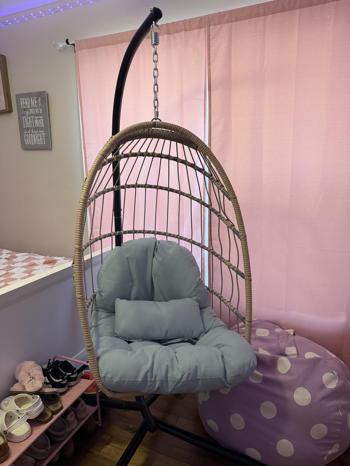 Econohome Hanging Egg Chair with Stand - Indoor/Outdoor Swing Hammock Chair with Plush, Washable Cushions, 350LBS Capacity, Ideal for Relaxation in Bedrooms, Balconies, Gardens, and Patios customer photo 1