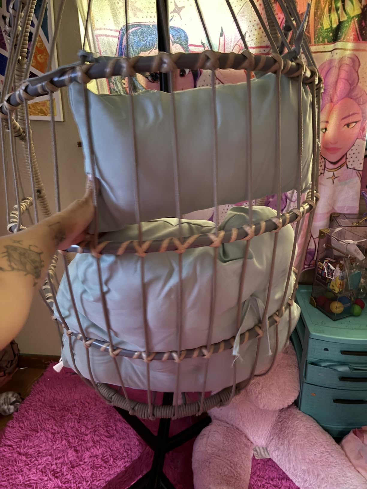 Econohome Hanging Egg Chair with Stand - Indoor/Outdoor Swing Hammock Chair with Plush, Washable Cushions, 350LBS Capacity, Ideal for Relaxation in Bedrooms, Balconies, Gardens, and Patios customer photo 2