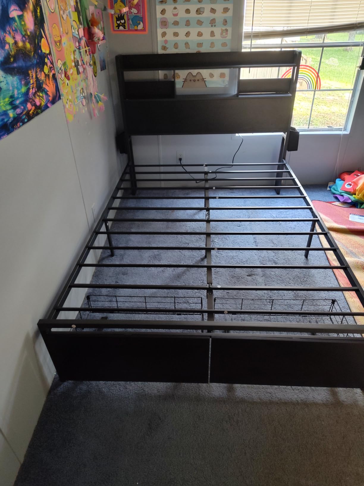 Furnulem Full Size Bed Frame with Headboard and Charging Station,2 Drawers customer photo 1