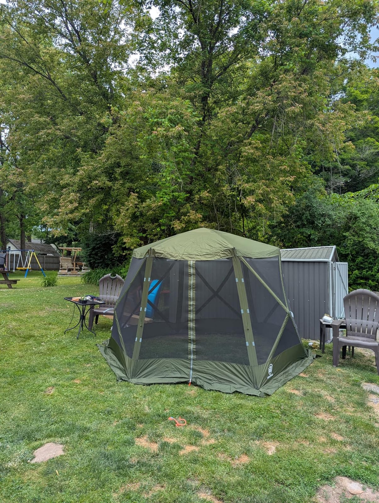 EVER ADVANCED Pop up Screen House Tent for Camping 11.5 x 9.8 ft, Instant Screened Gazebo Canopy with Netting, Portable Shelter Enclosure for Outdoor, Backyard, Khaki customer photo 2