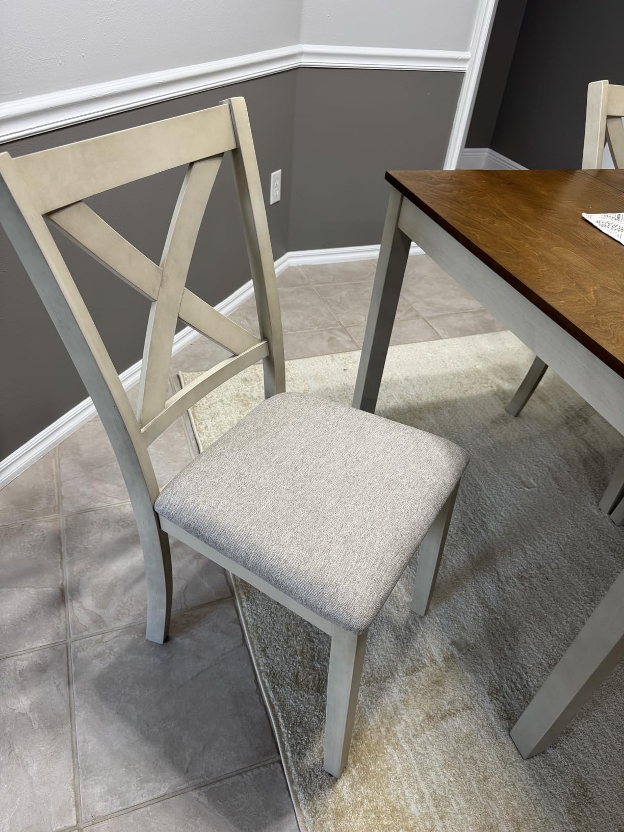 AMERLIFE 7-Piece Farmhouse Solid Wood Dining Table Set for 6, Rustic Cream customer photo 2