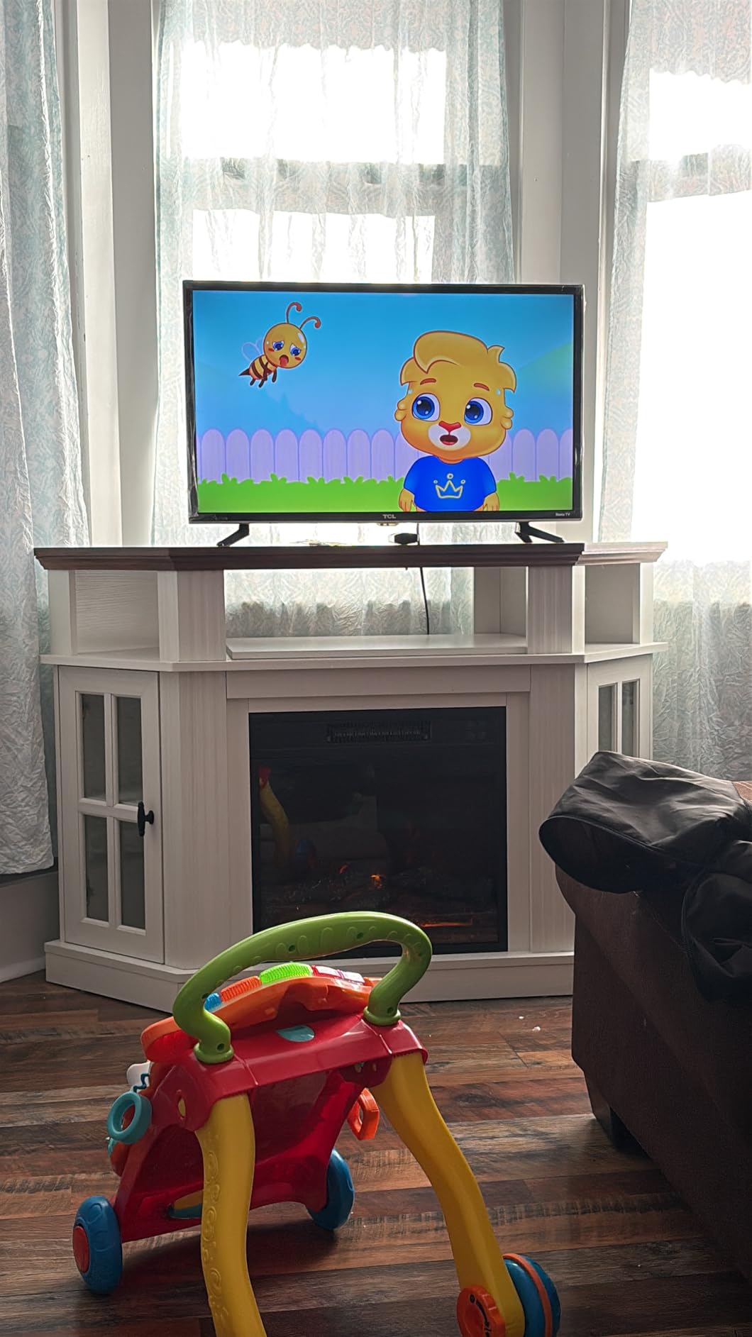 YESHOMY Corner Fireplace TV Stand for TVs up to 55