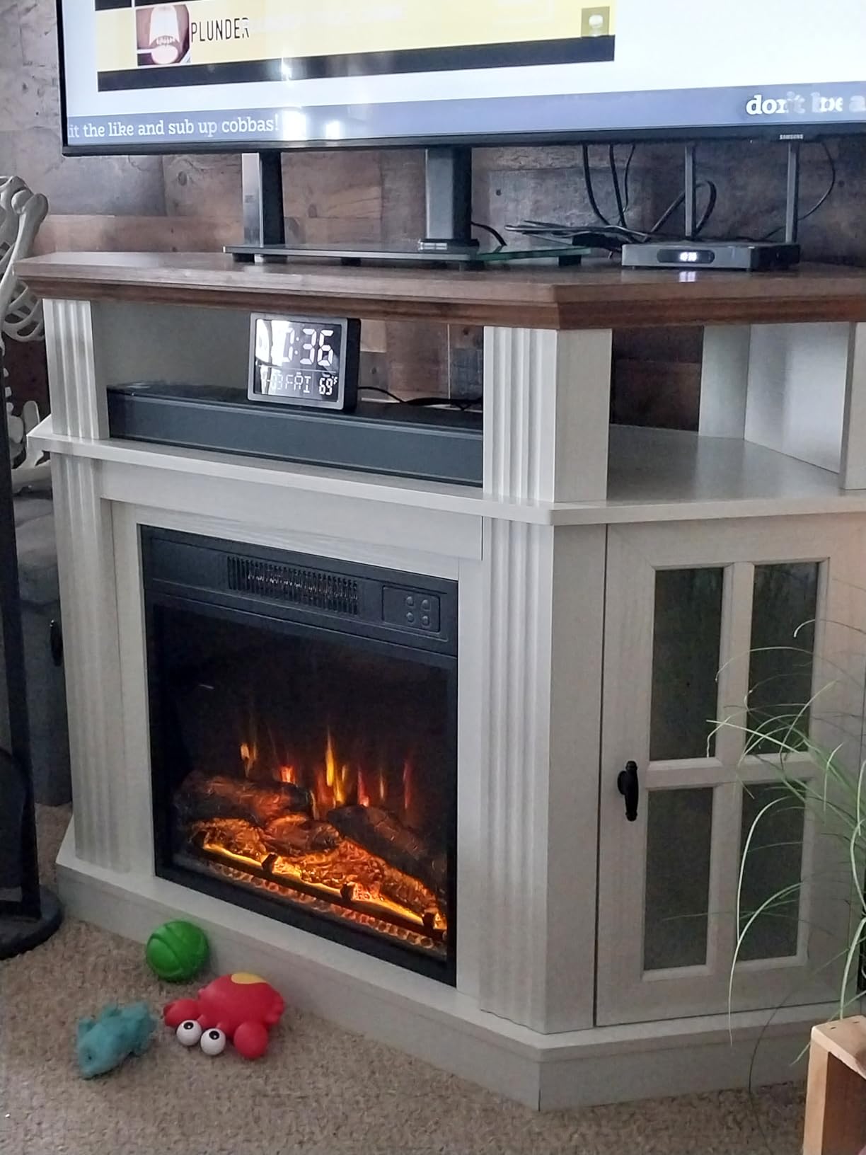 YESHOMY Corner Fireplace TV Stand for TVs up to 55