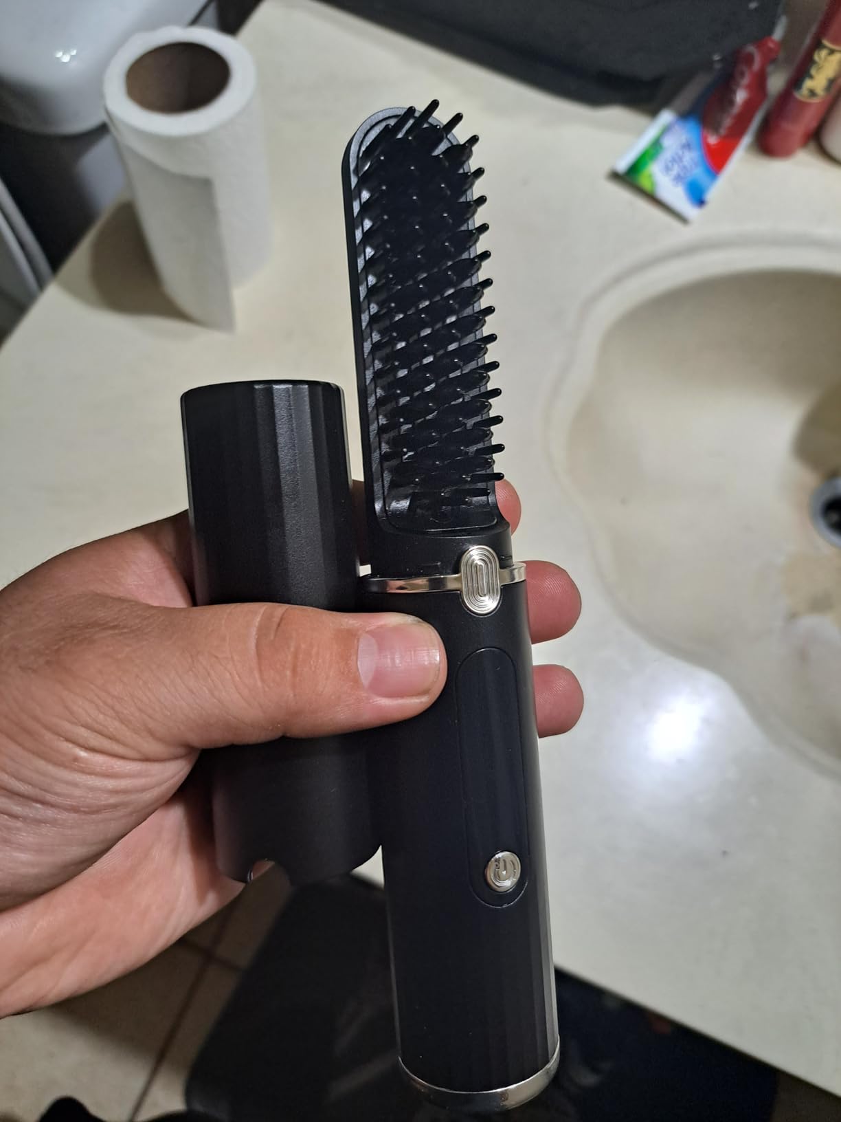 Beard Straightener for Men - Cordless Heated Beard Straightening Comb with LCD, Beard and Hair Straightener Brush Hot Comb, Anti-Scald & Automatic Shut-Off, Portable for Travel customer photo 1