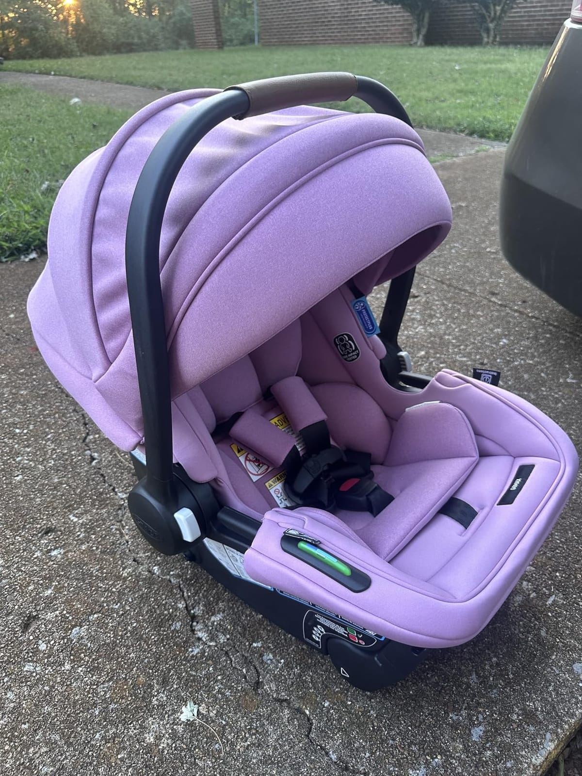 Graco® Gomax Infant Car Seat, Orchid Haze, Lightweight, Reclining Rear Facing Car Seat Installs with or Without a Base customer photo 1