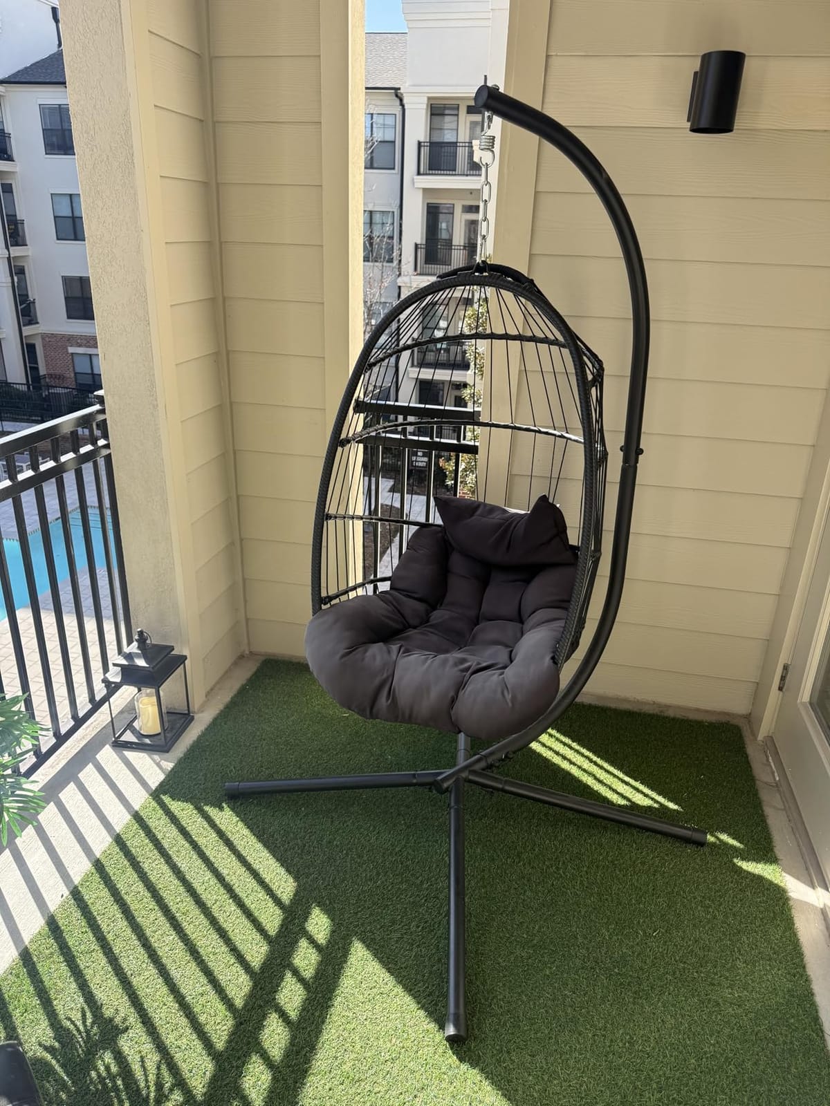 CHABATREE Egg Chair with Stand,Patio Rattan Wicker Hanging Swing Egg Chair Hammock Chair for Bedroom Porch Garden,Thickened Aluminum Alloy Steel Frame and UV Resistant Cushion,350LBS Capacity customer photo 2
