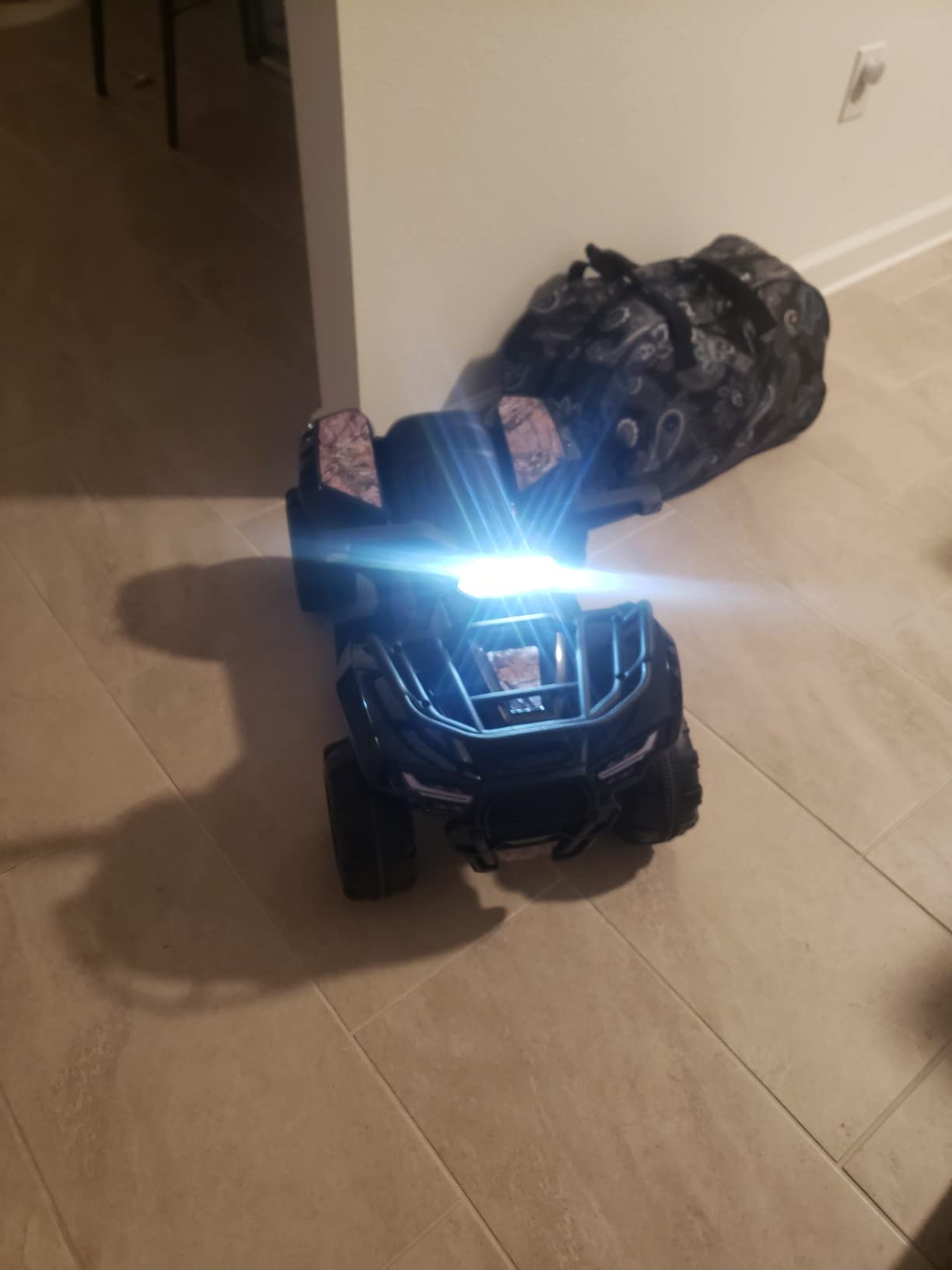 Costzon Kids ATV, 6V Battery Powered Electric Vehicle Four Wheeler Quad w/Storage Basket, Headlight, Horn, Music, MP3 & USB, Toddler 4 Wheeler Ride on Car Toy for Boys Girls 18-36 Months (Black+Camo) customer photo 2