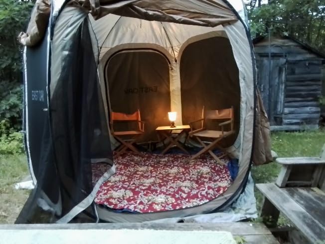 East Oak 12×12 FT Pop Up Canopy Tent with Mosquito Netting | Outdoor Screen House with 6 Sunshades | Instant Canopy with Portable Carry Bag | Gazebo Tent for Camping, Patio, Backyard and Beach | Beige customer photo 1