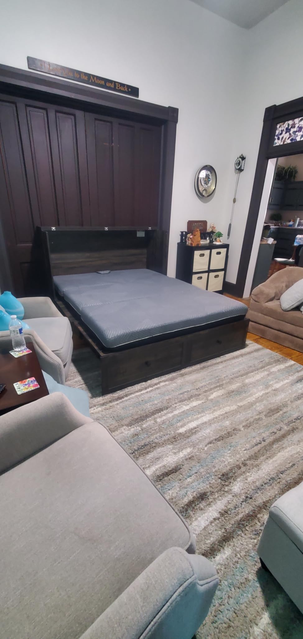 LUXOAK Queen Murphy Cabinet Bed with with Storage & Charging Station customer photo 2