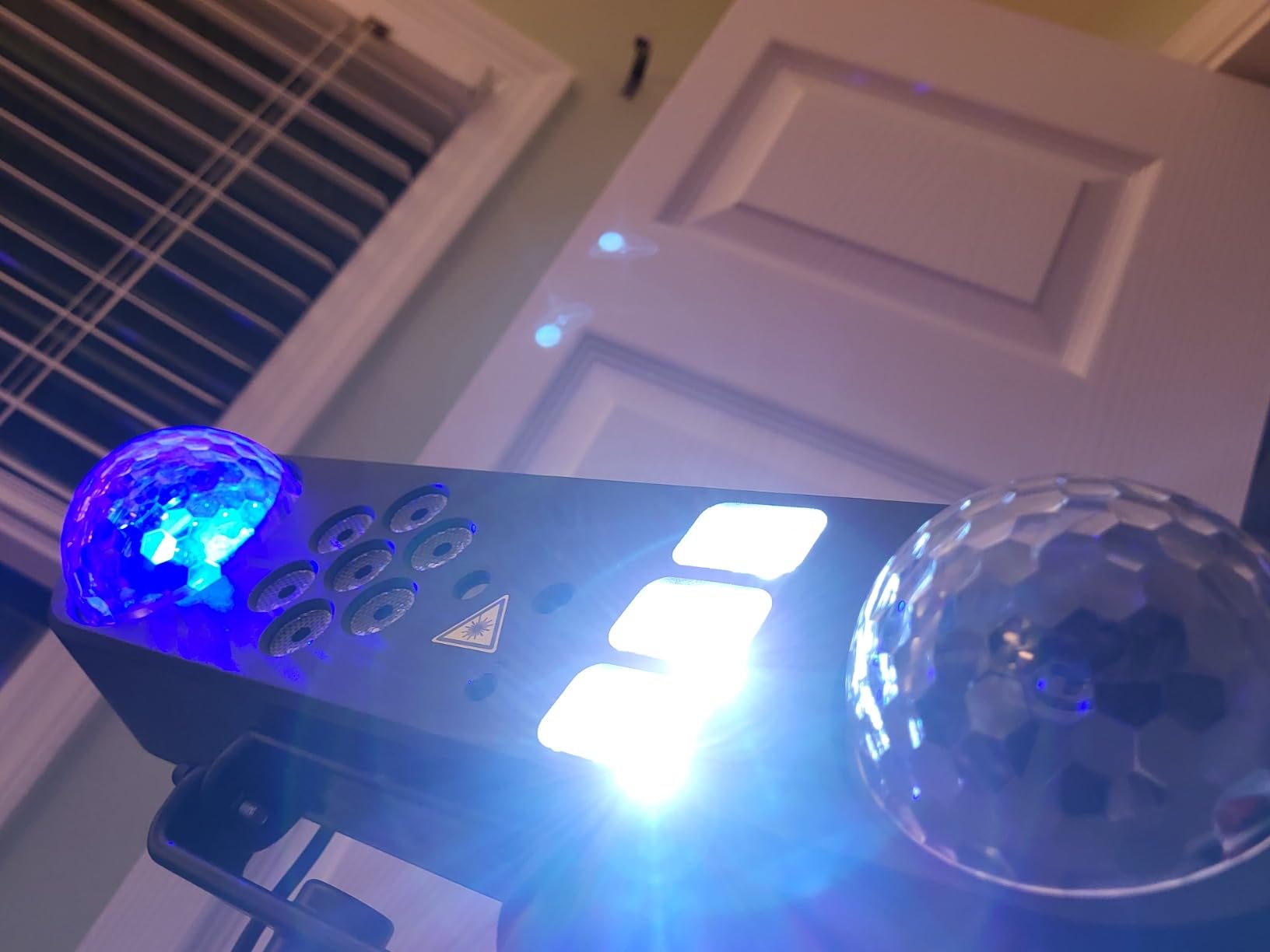 DJ Lights with Stand,5 in 1 Dj Lights for Parties Disco Ball Stage Party Light Set with Sound Activated Control, UV,Strobe, Dyeing, Led Par Light and Pattern Lighting for Bar Wedding Christmas-2PC customer photo 1
